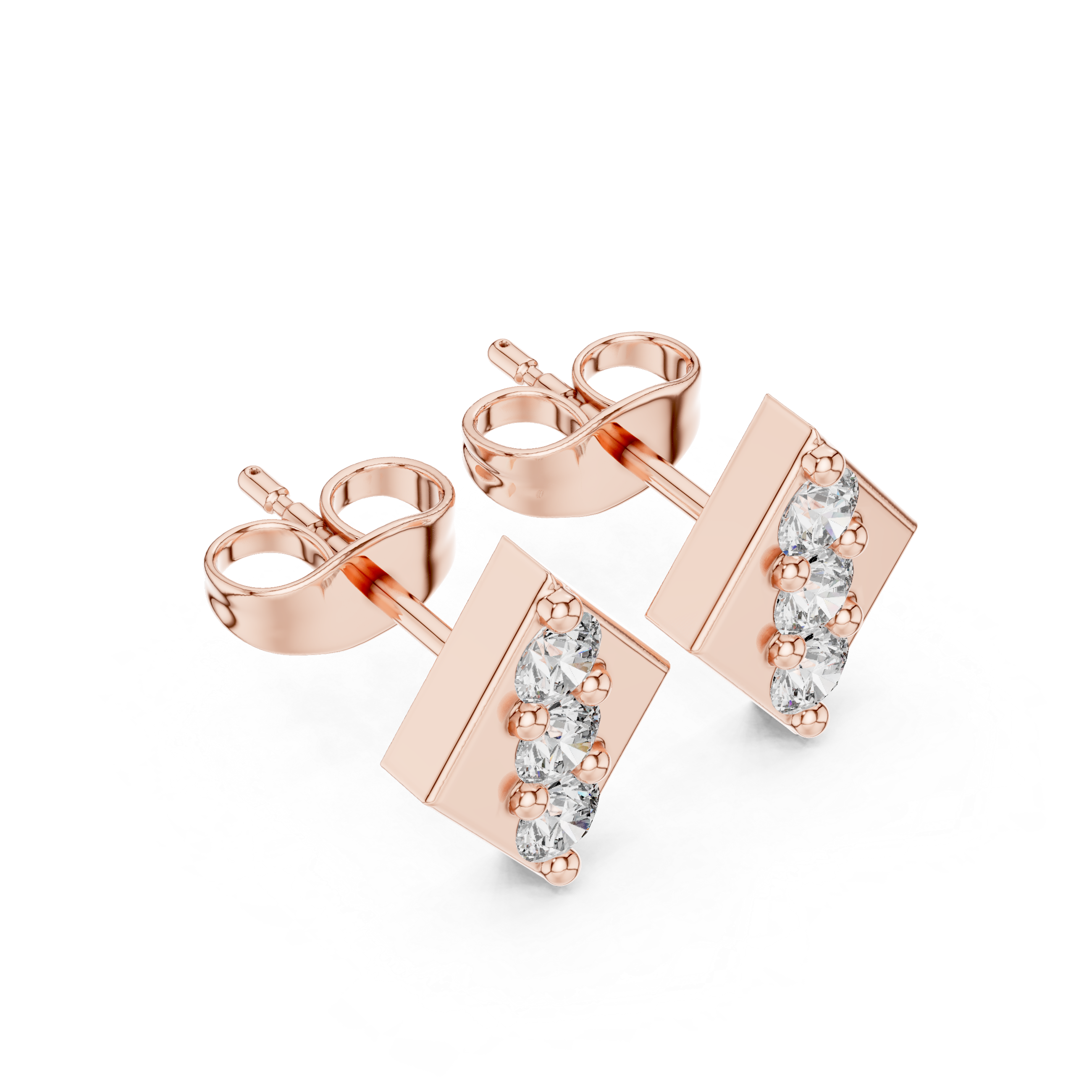 Diamond Line Geometric Stud Earrings