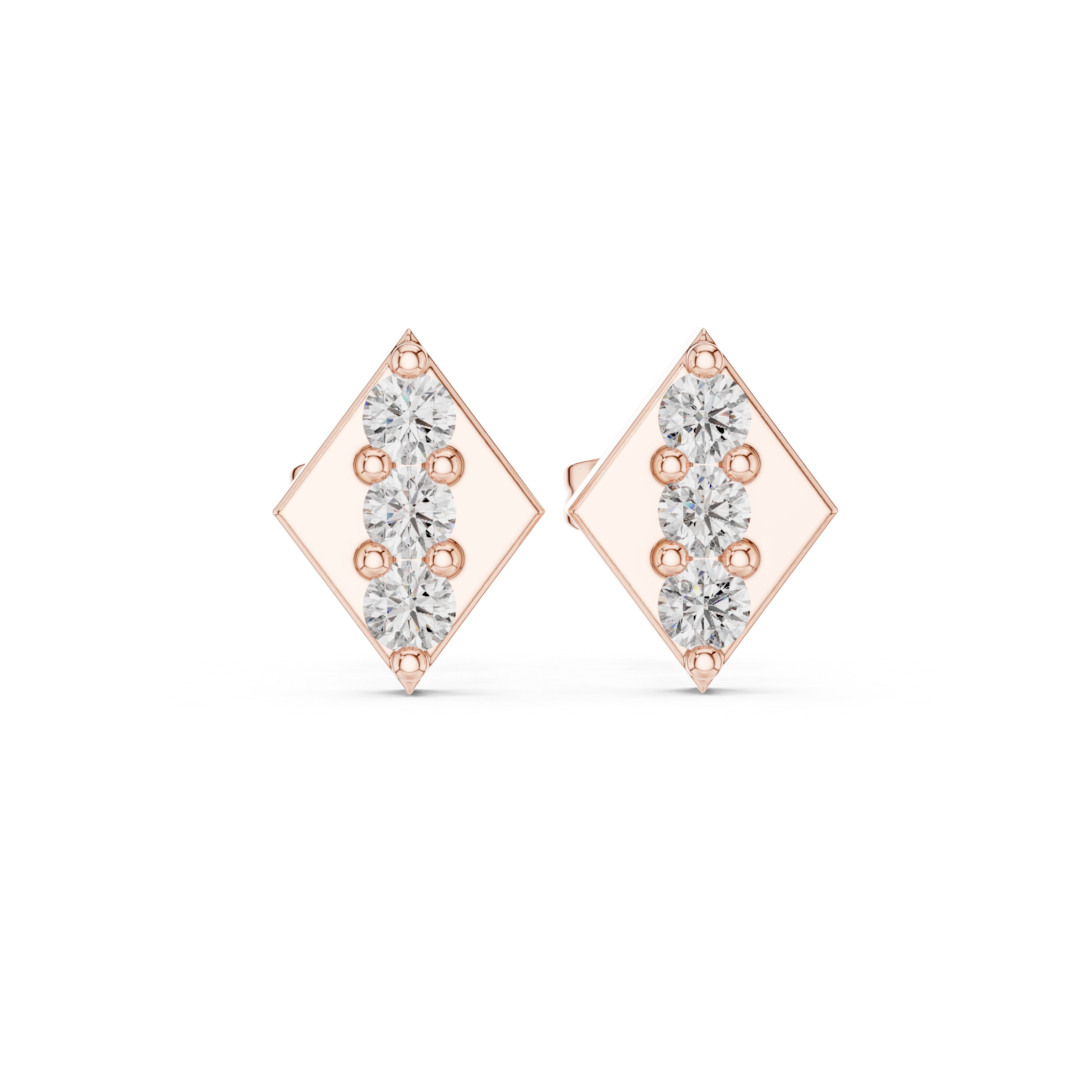 Diamond Line Geometric Stud Earrings