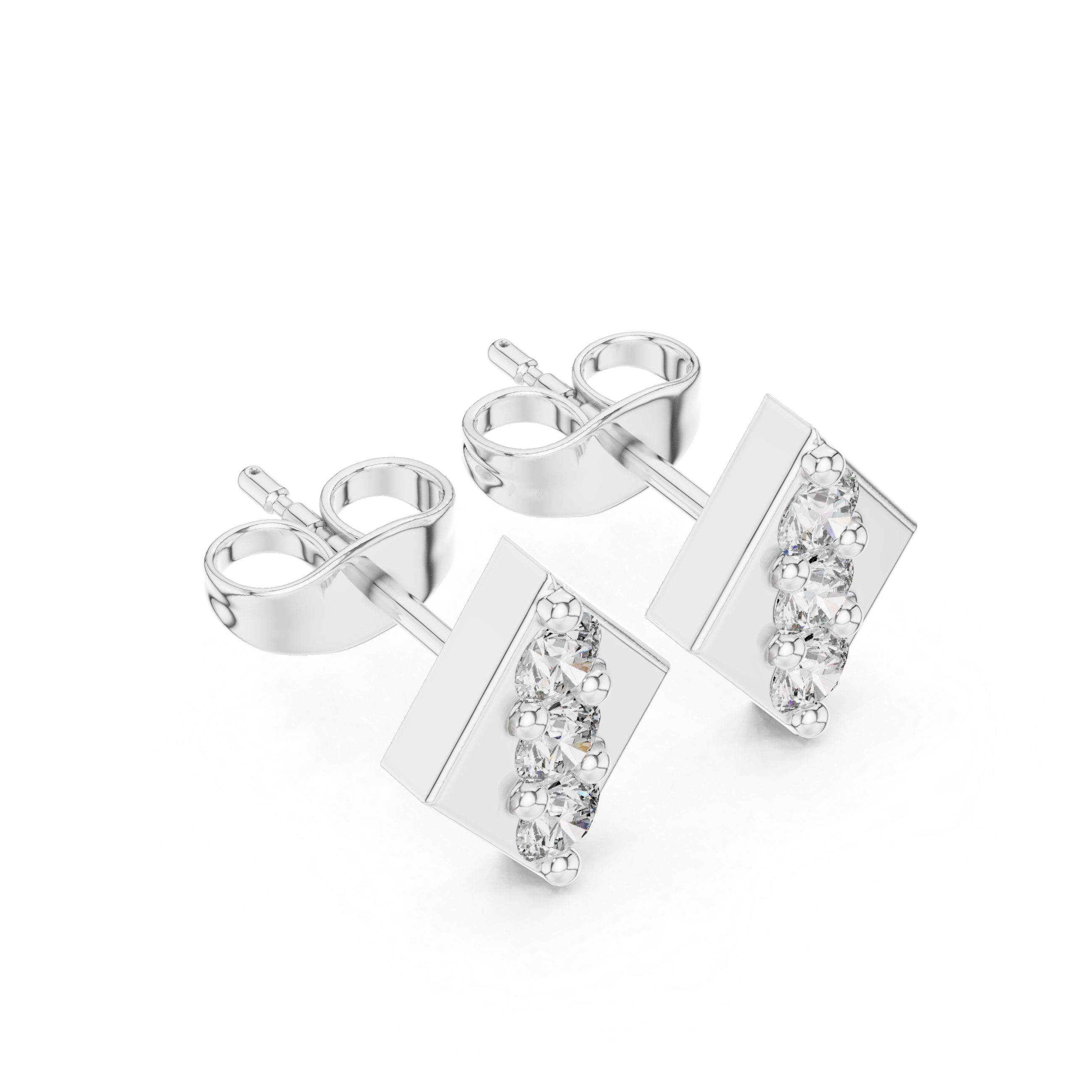 Diamond Line Geometric Stud Earrings