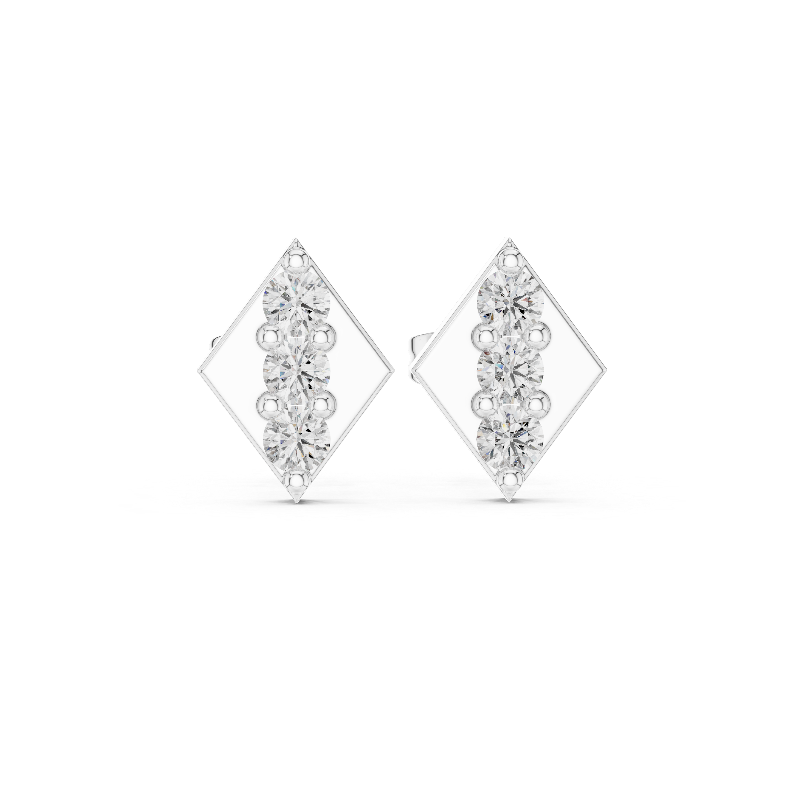 Diamond Line Geometric Stud Earrings