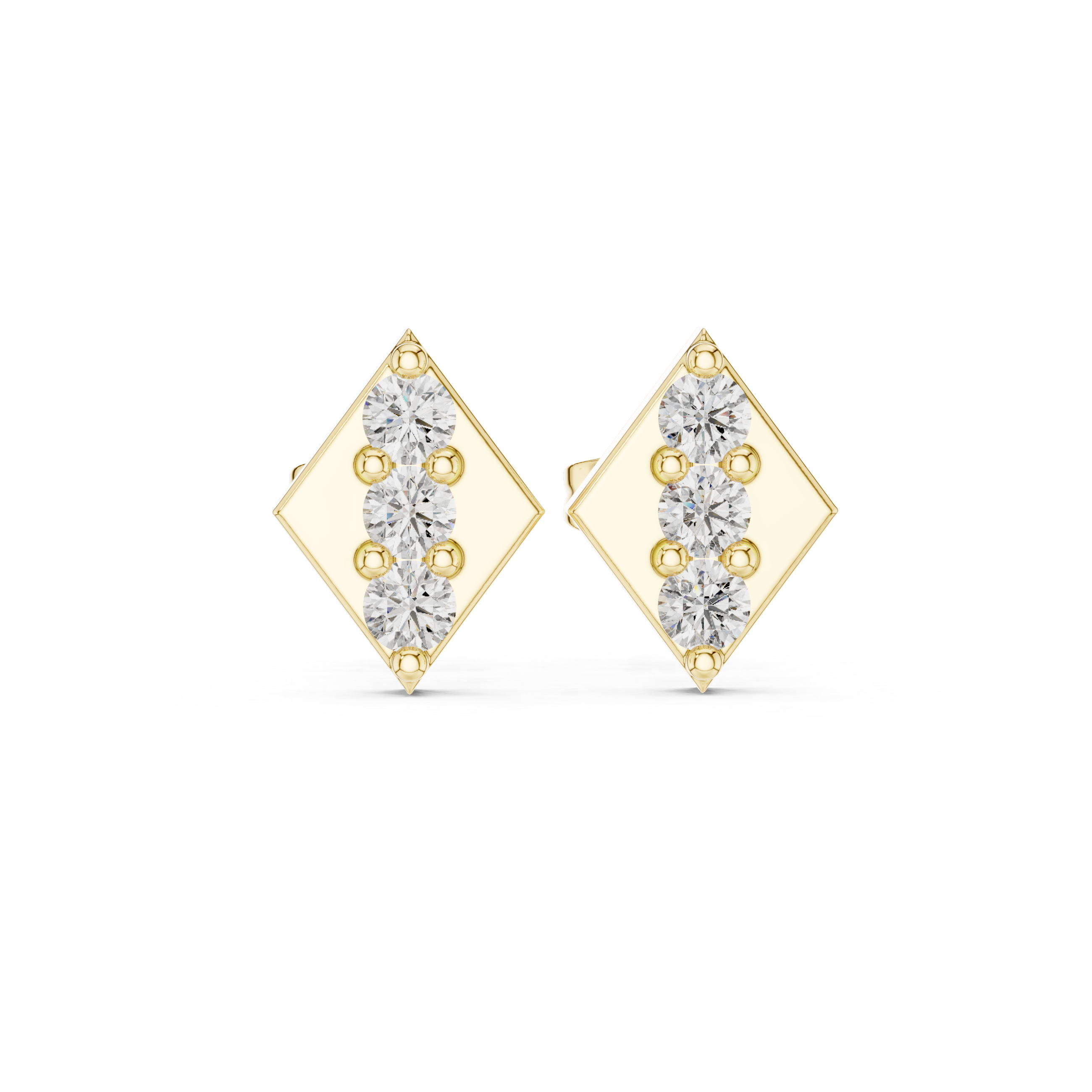 Diamond Line Geometric Stud Earrings