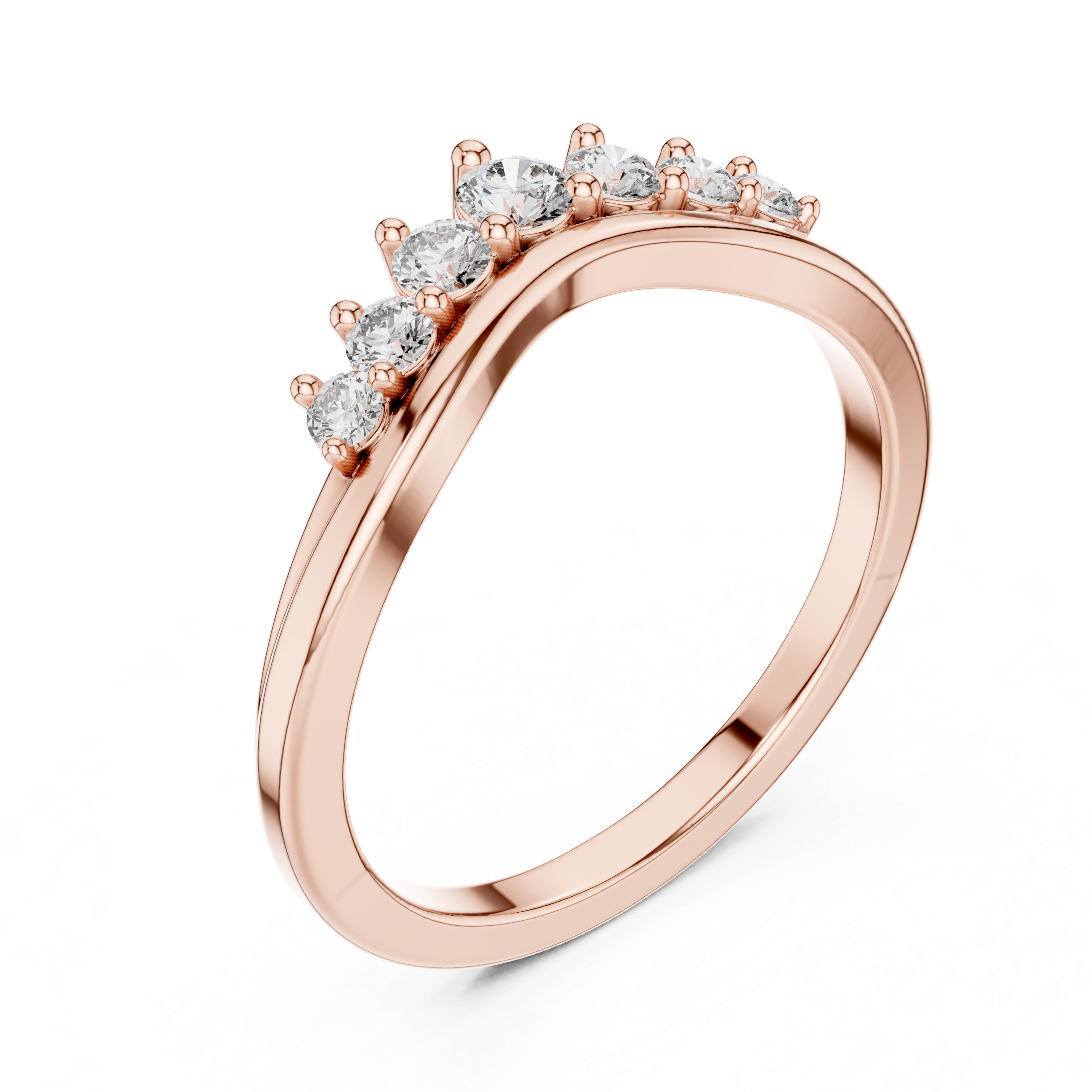 Curved Seven Stone Diamond Ring