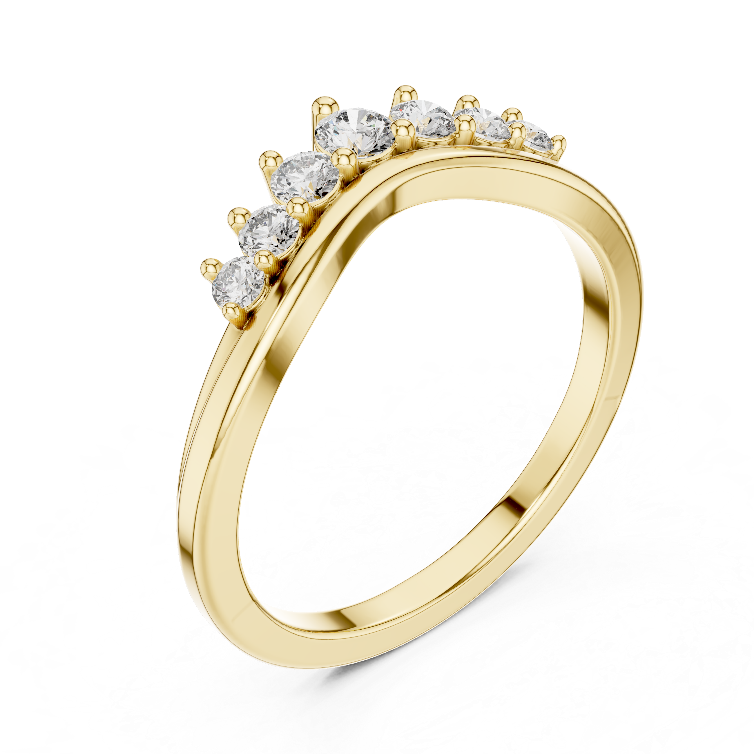 Curved Seven Stone Diamond Ring
