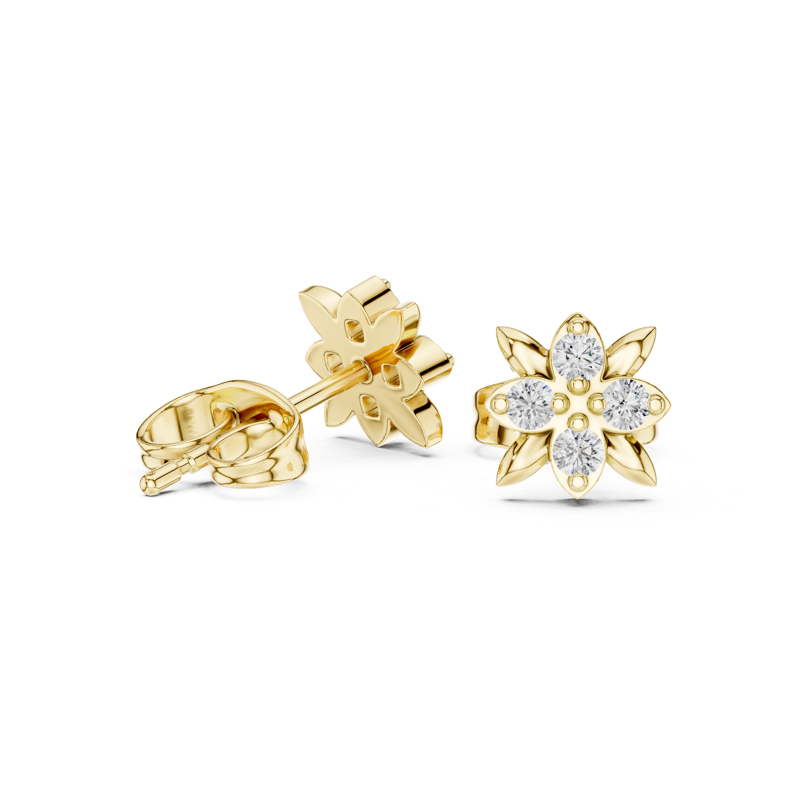 Diamond Floral Stud Earrings