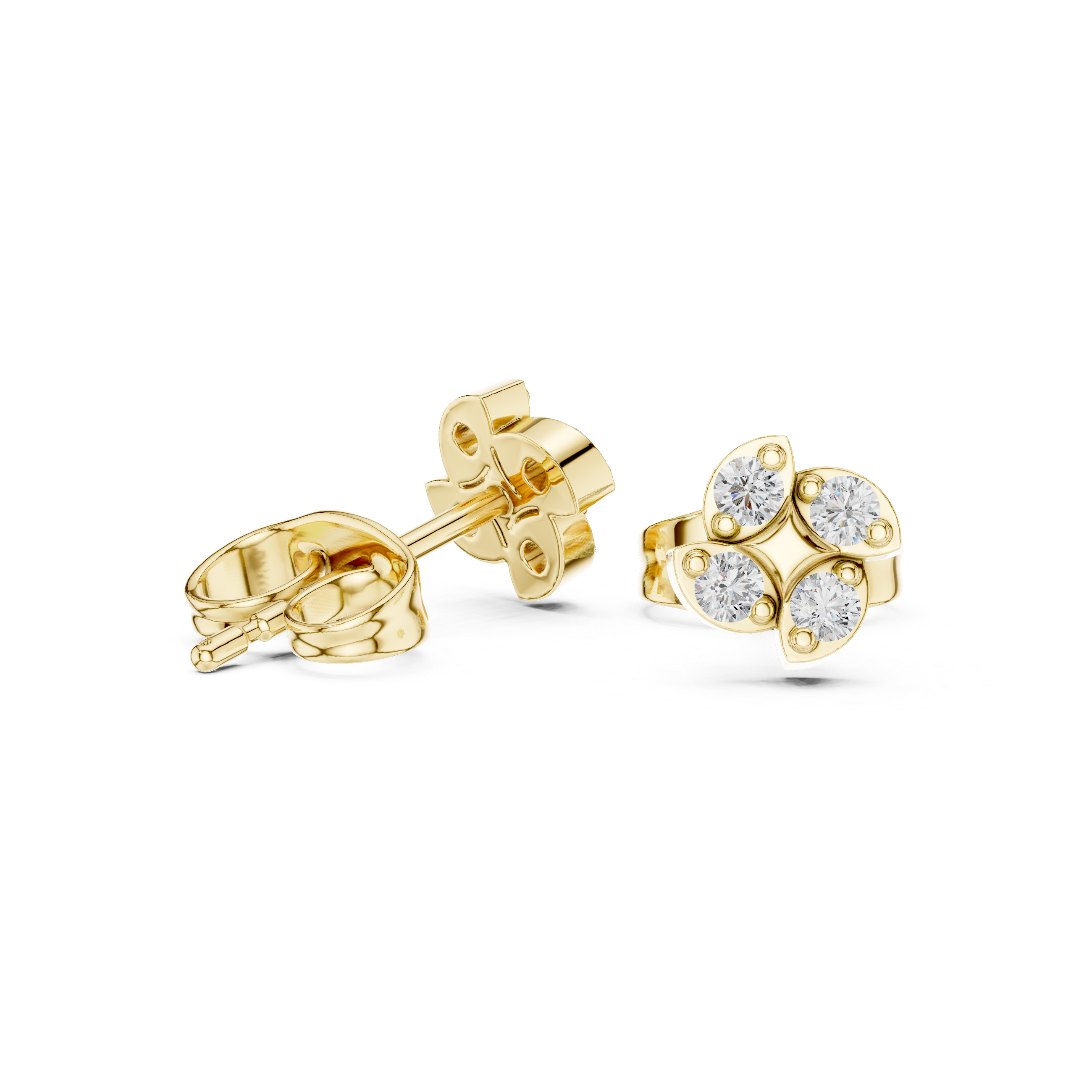 Diamond Clover Stud Earrings