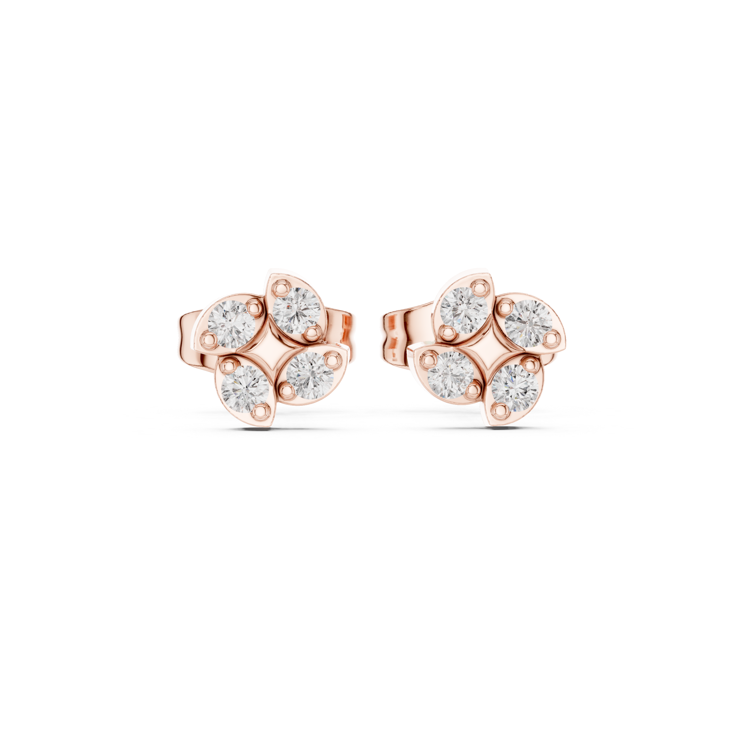 Diamond Clover Stud Earrings