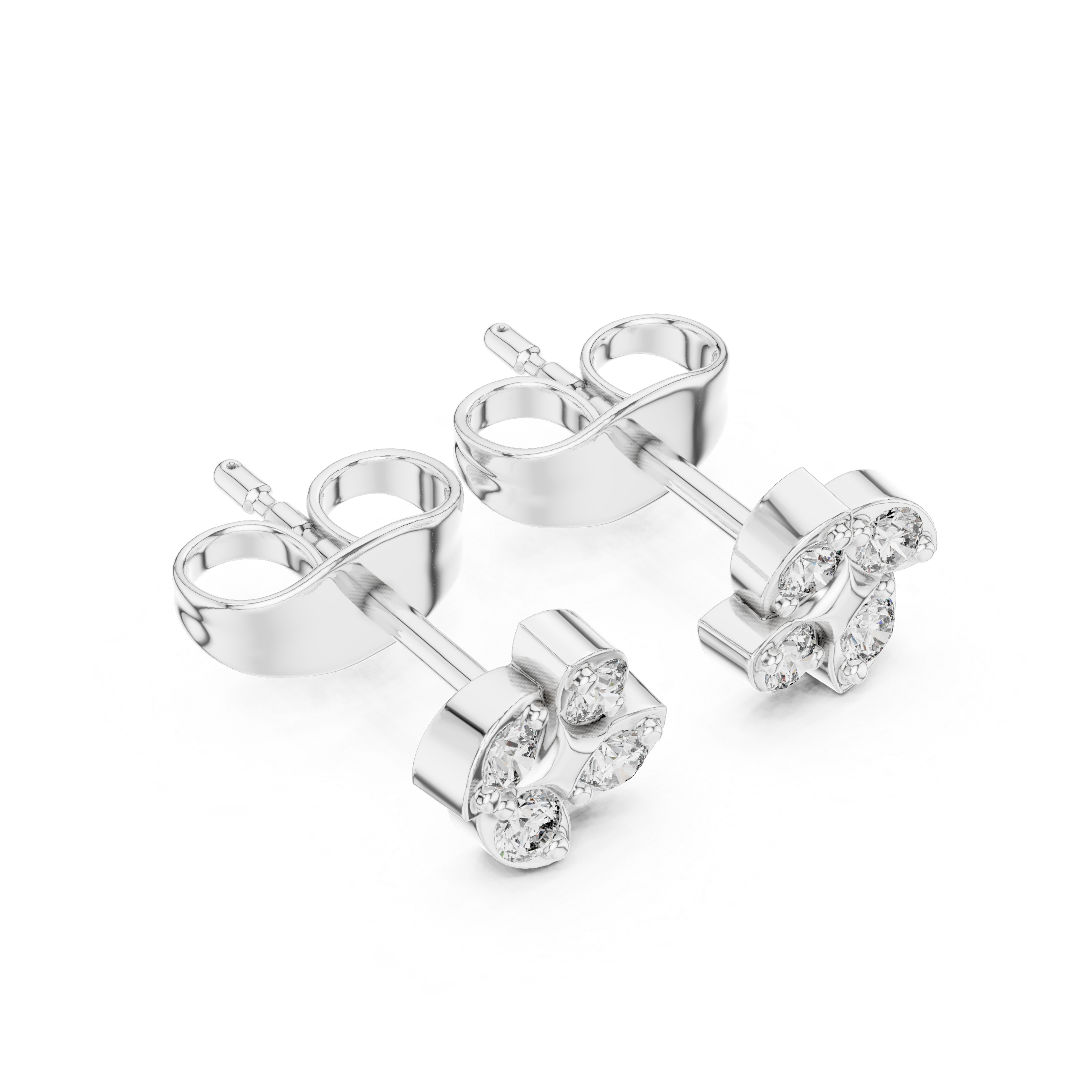 Diamond Clover Stud Earrings