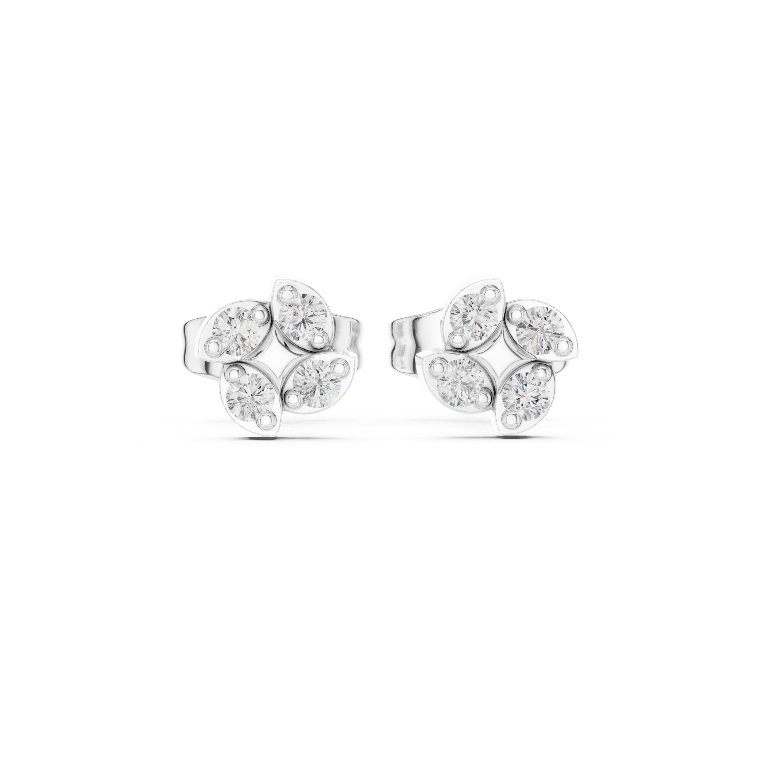Diamond Clover Stud Earrings