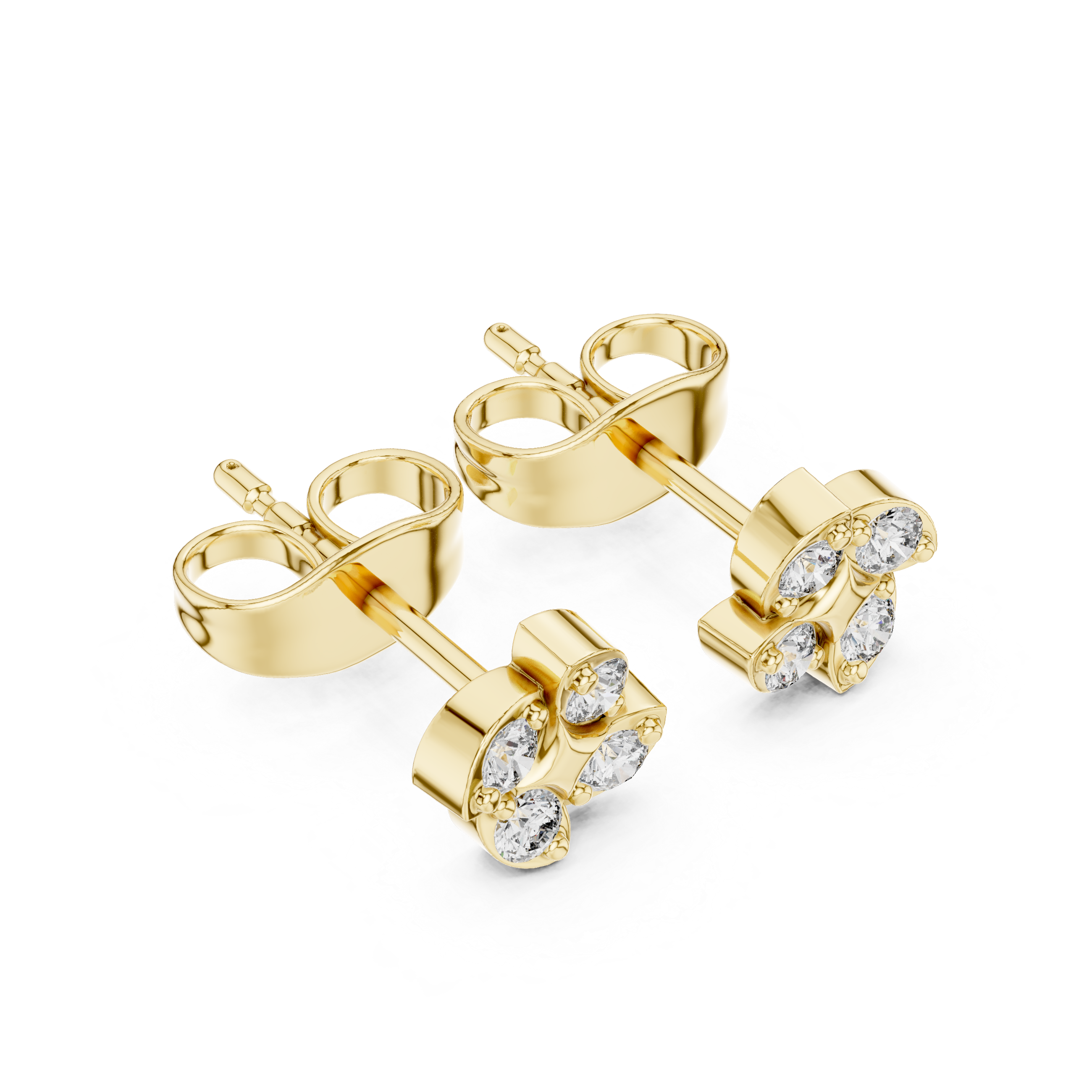 Diamond Clover Stud Earrings