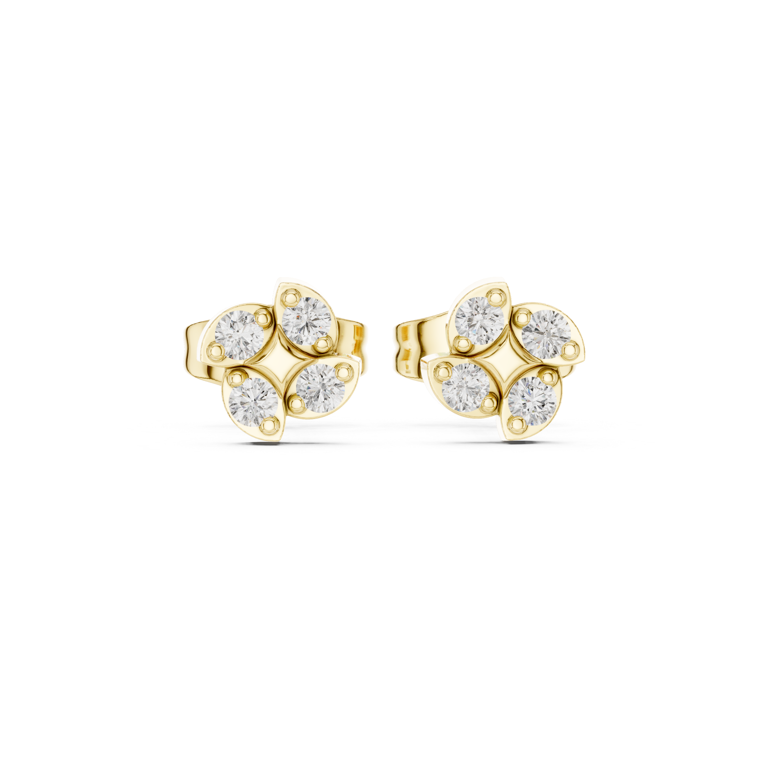 Diamond Clover Stud Earrings