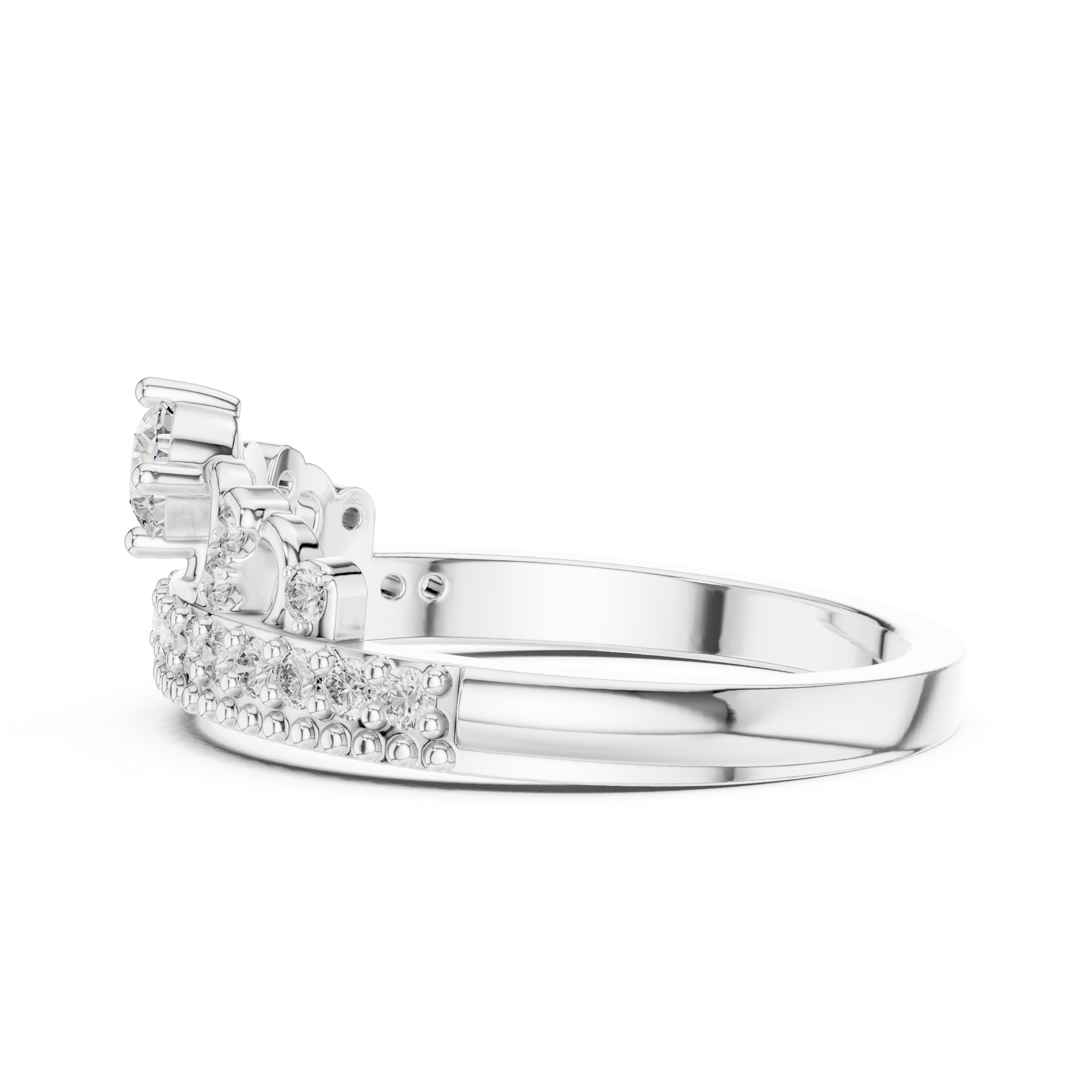 Vintage Crown Style Diamond Ring with Center Solitaire