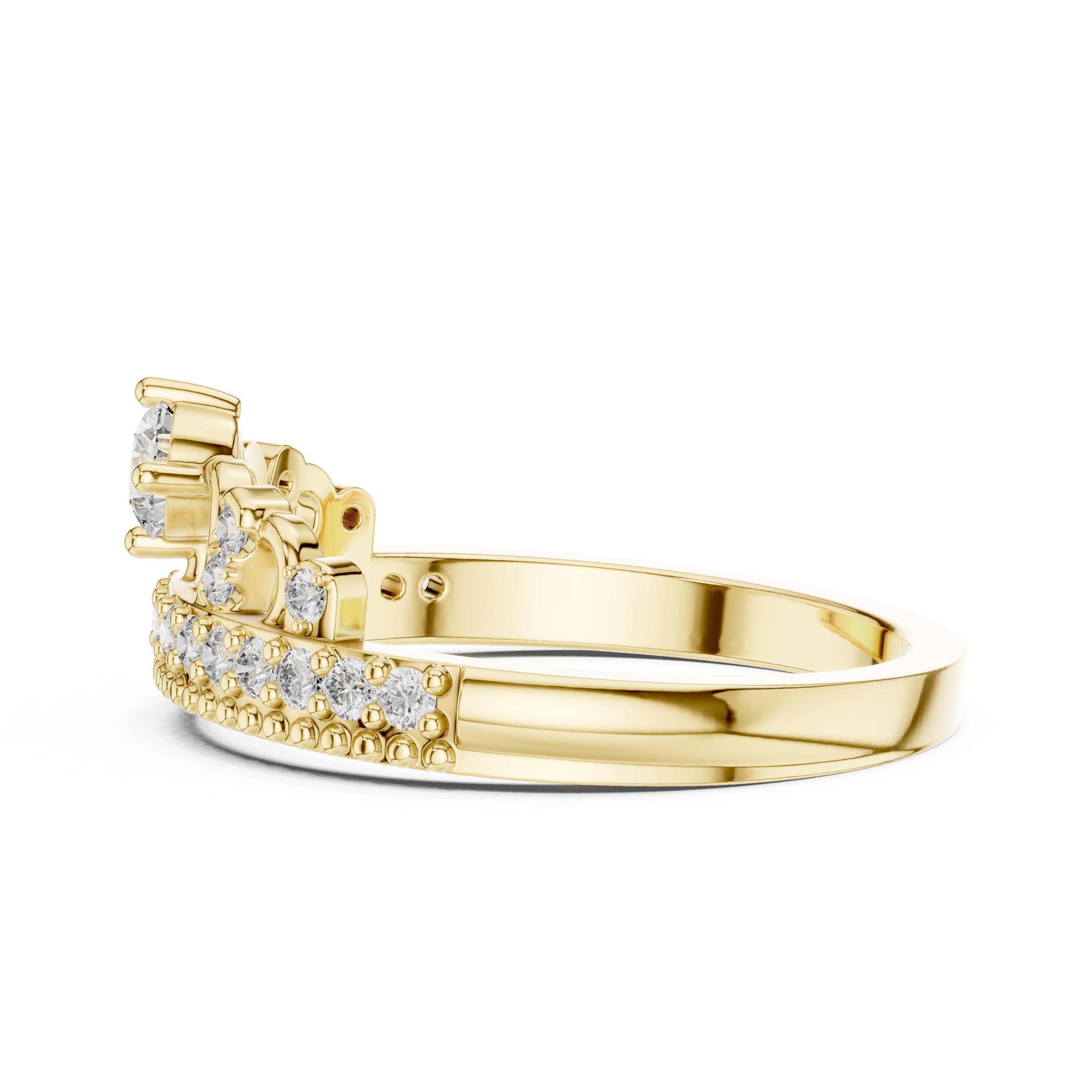 Vintage Crown Style Diamond Ring with Center Solitaire