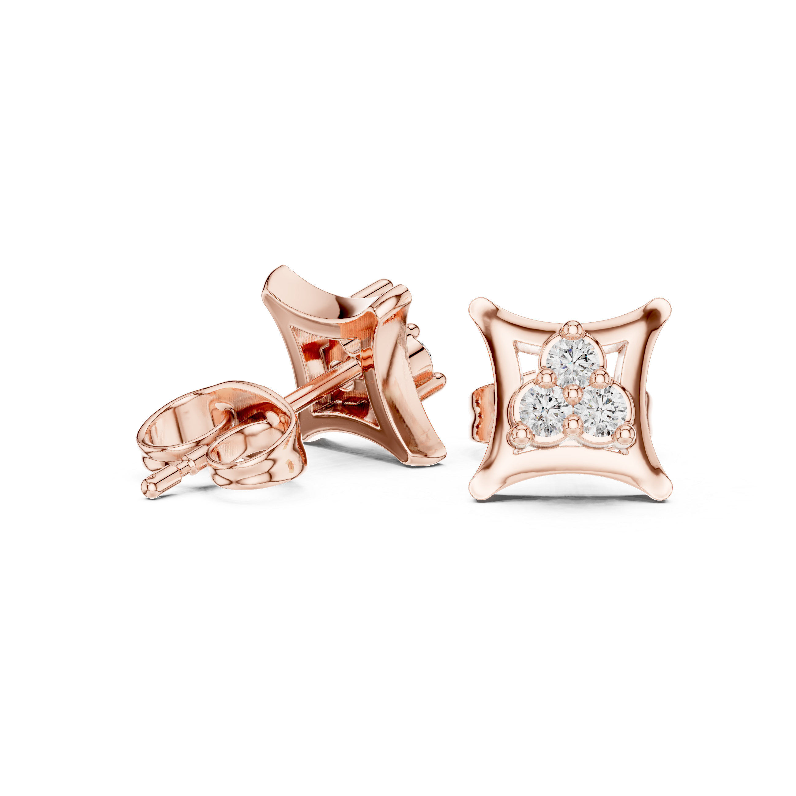 Diamond Cushion Stud Earrings
