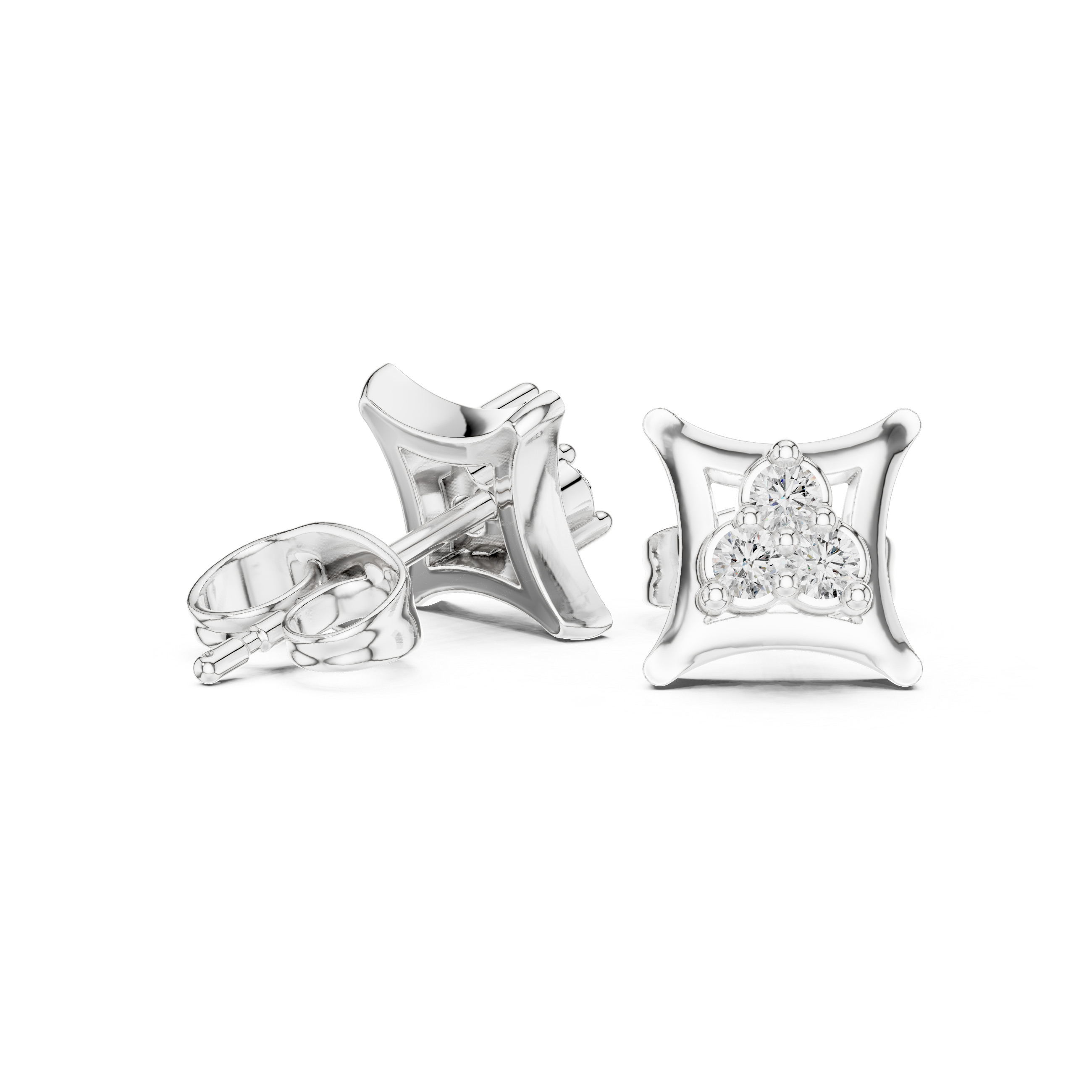 Diamond Cushion Stud Earrings