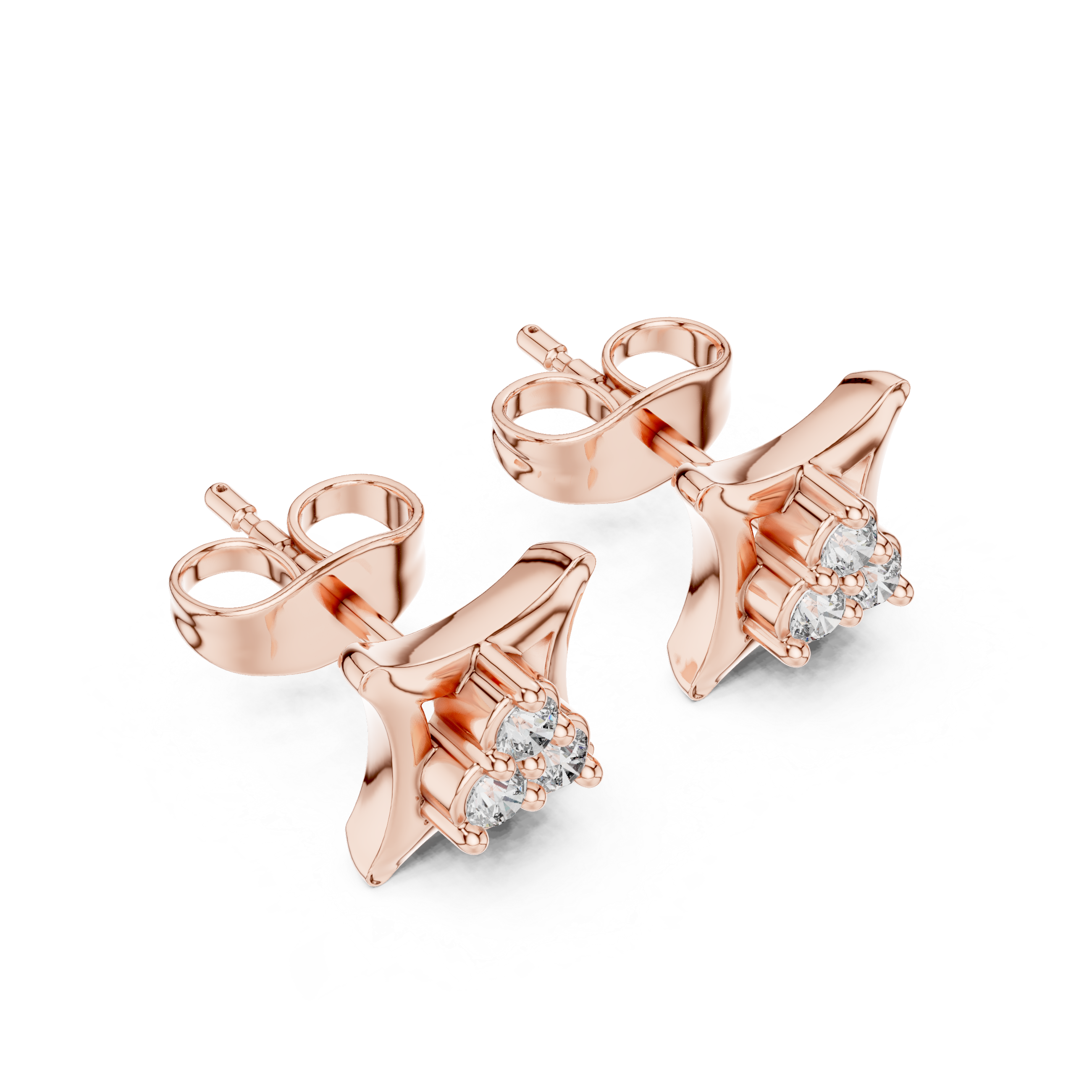 Diamond Cushion Stud Earrings