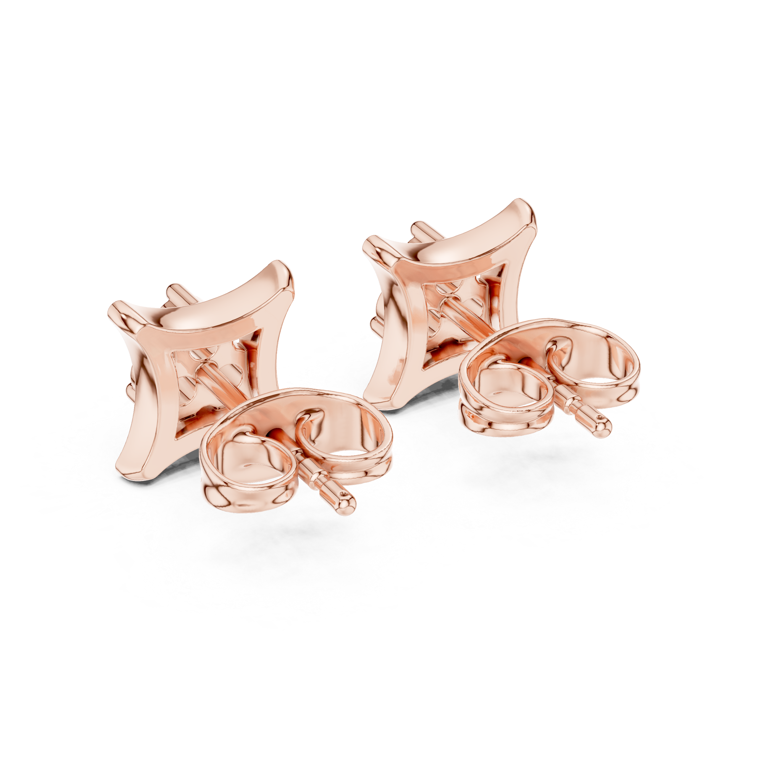 Diamond Cushion Stud Earrings
