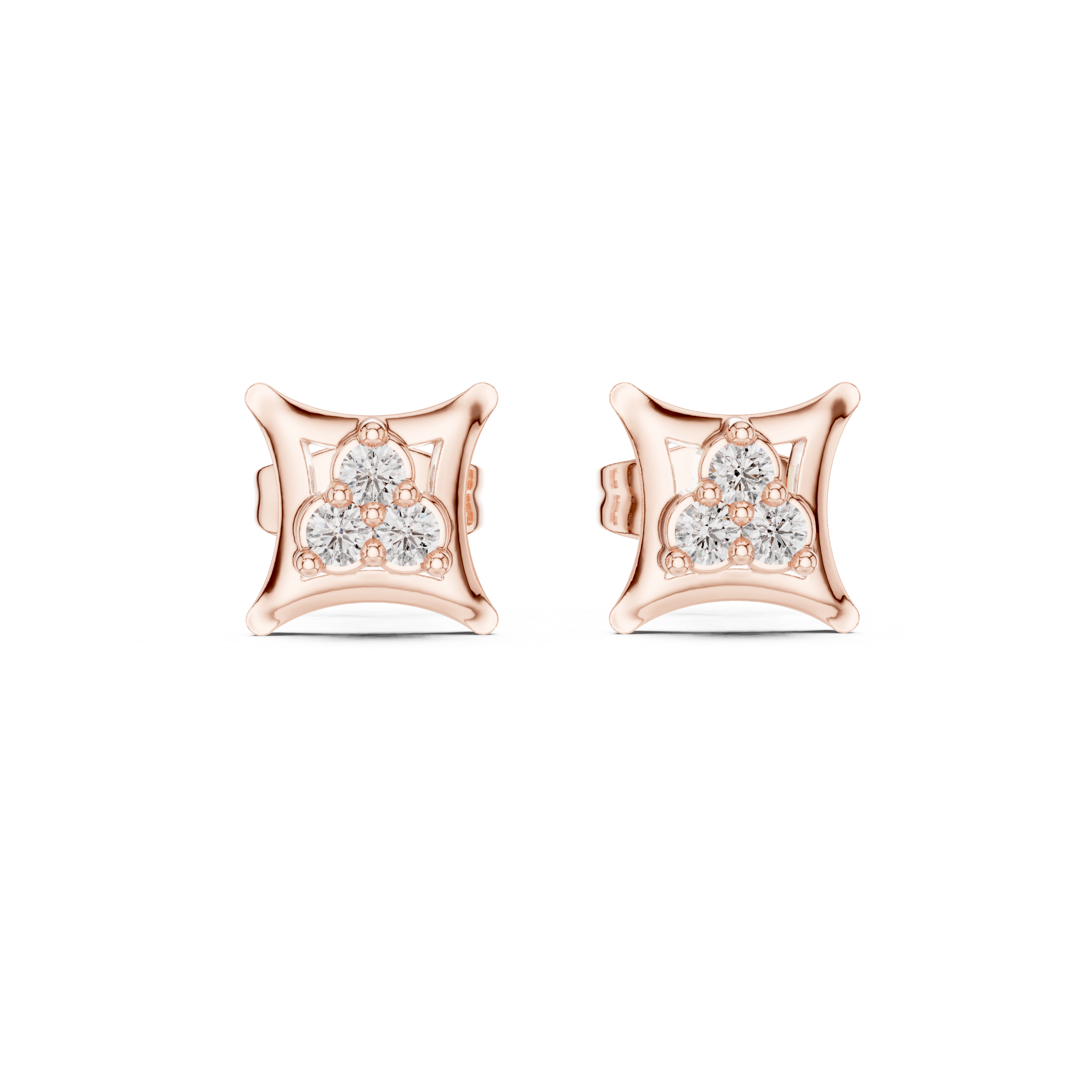 Diamond Cushion Stud Earrings