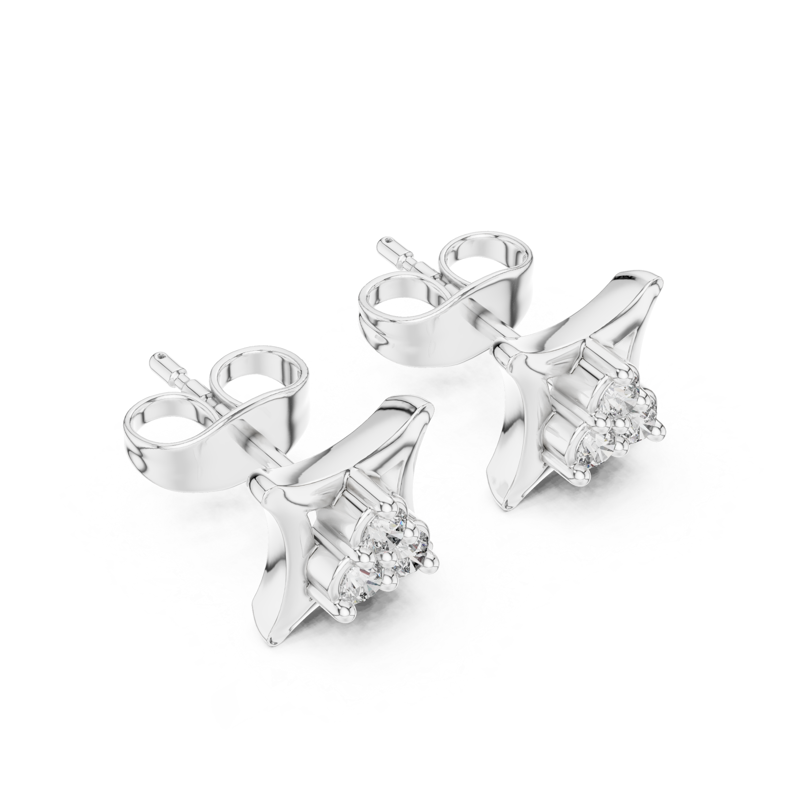 Diamond Cushion Stud Earrings
