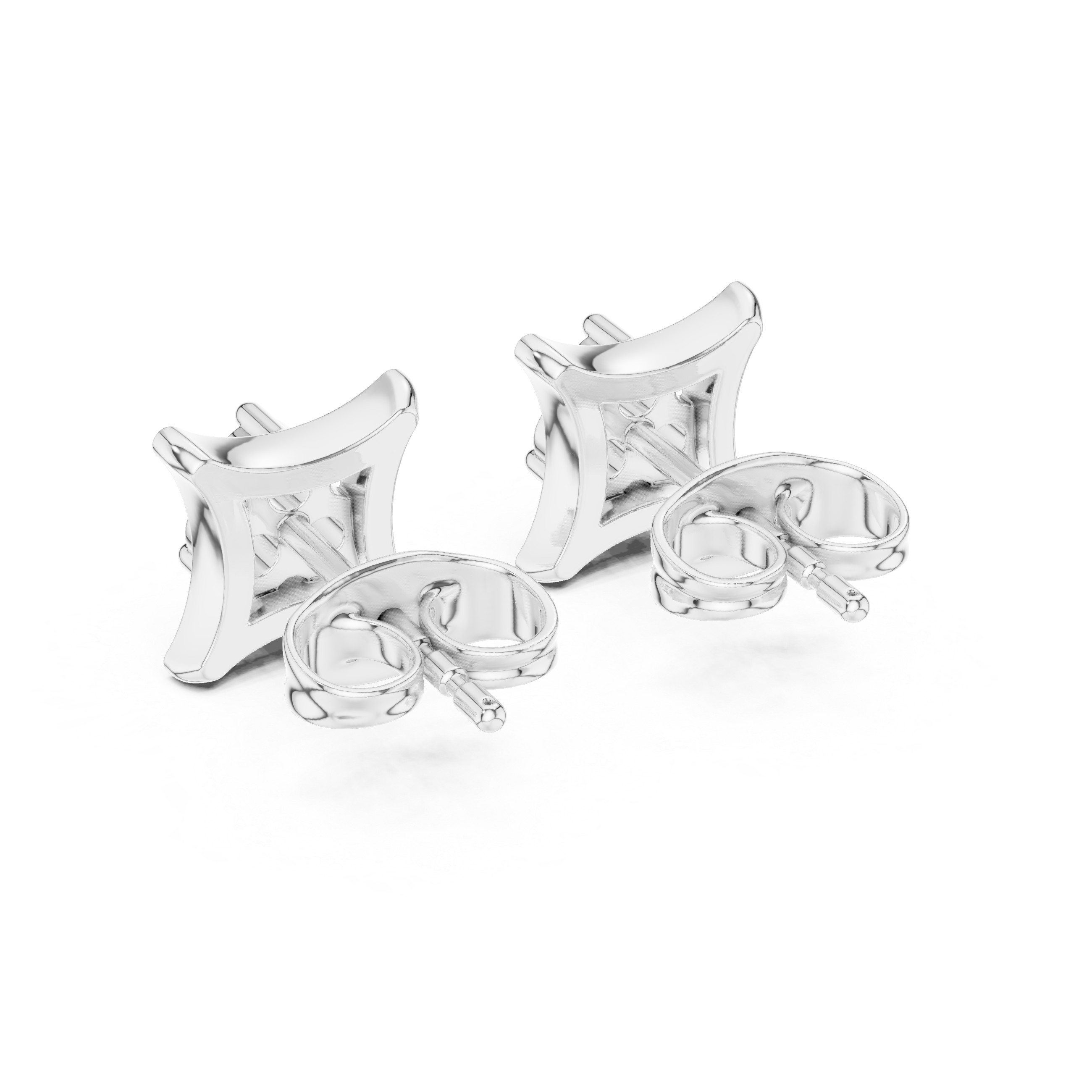 Diamond Cushion Stud Earrings