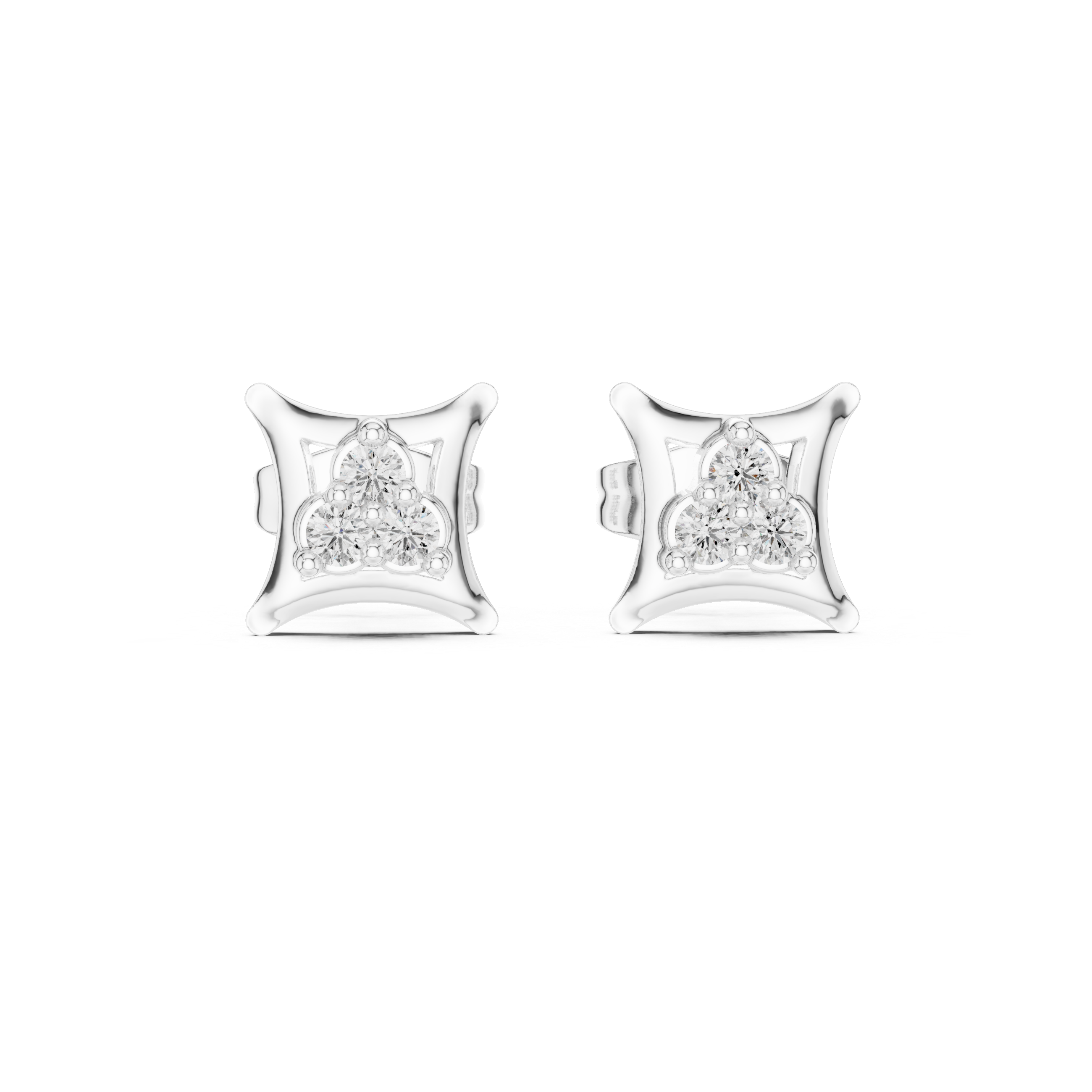 Diamond Cushion Stud Earrings