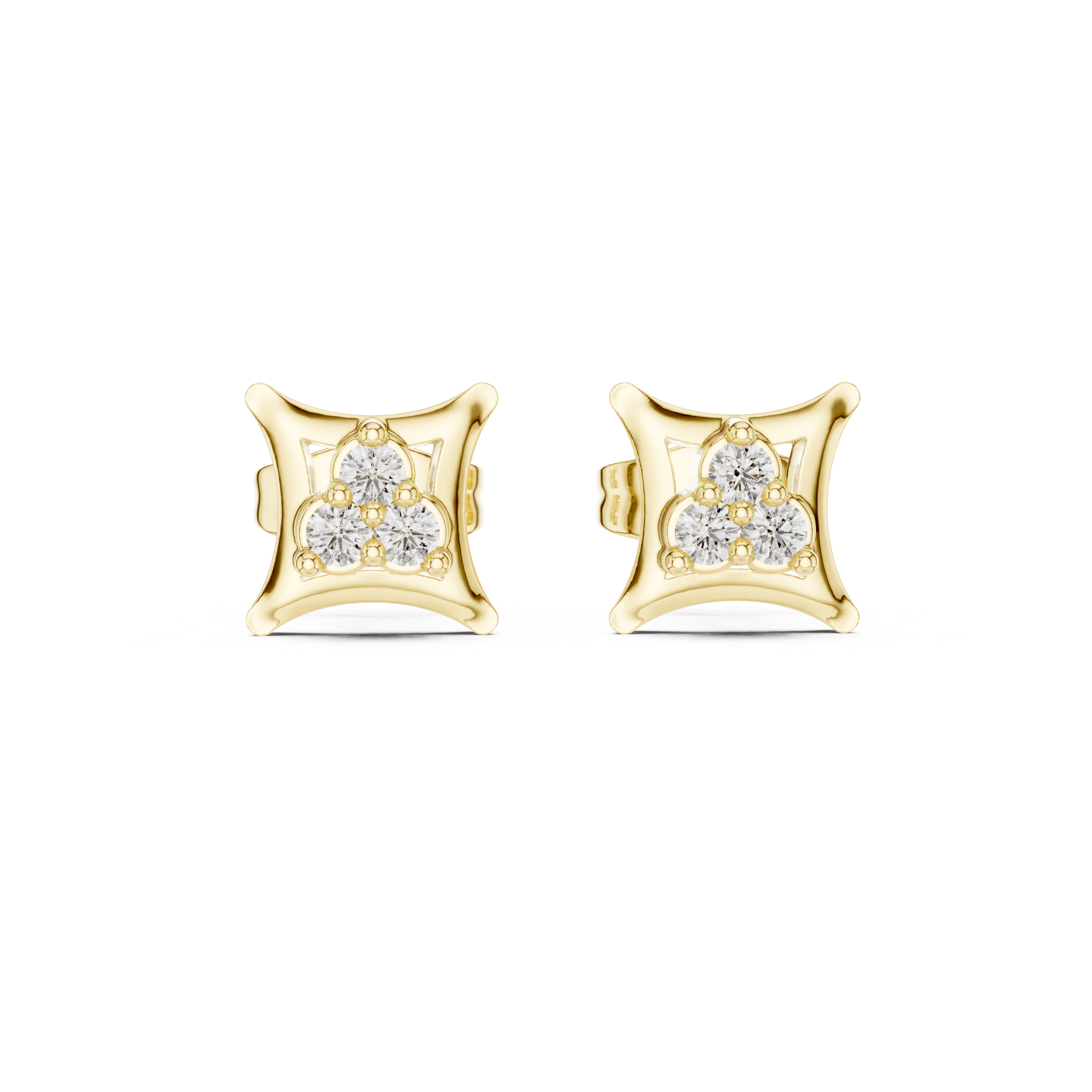 Diamond Cushion Stud Earrings
