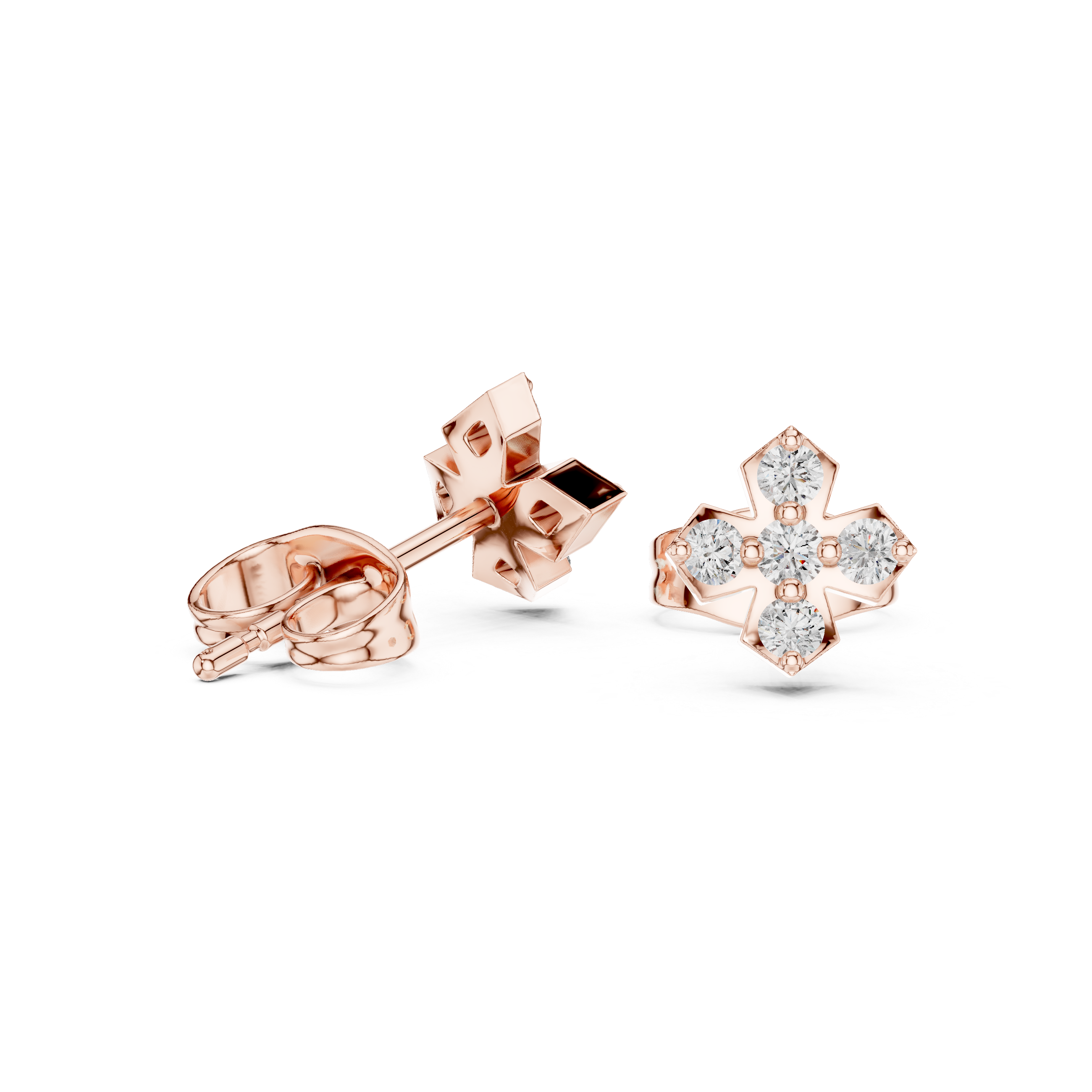 Diamond Cross Cluster Stud Earrings