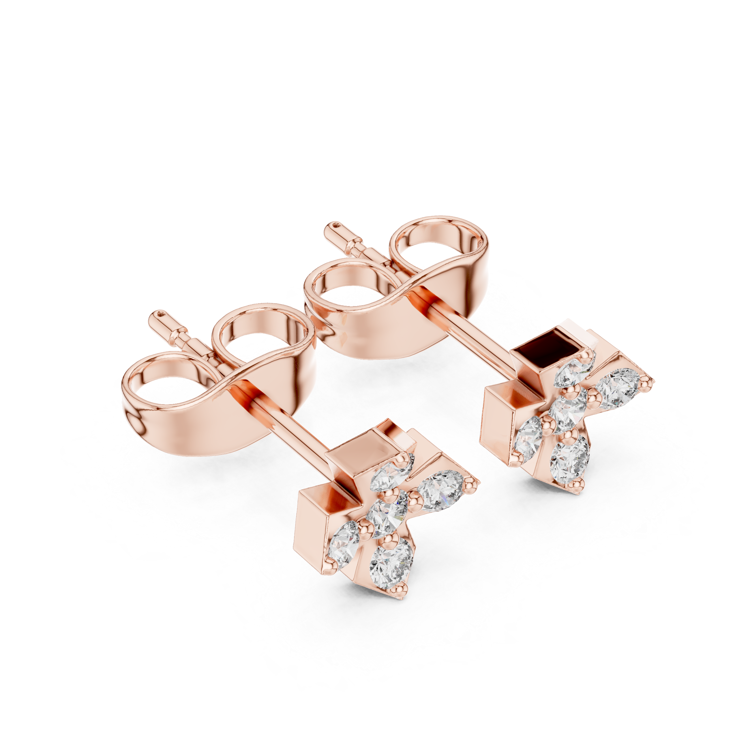 Diamond Cross Cluster Stud Earrings