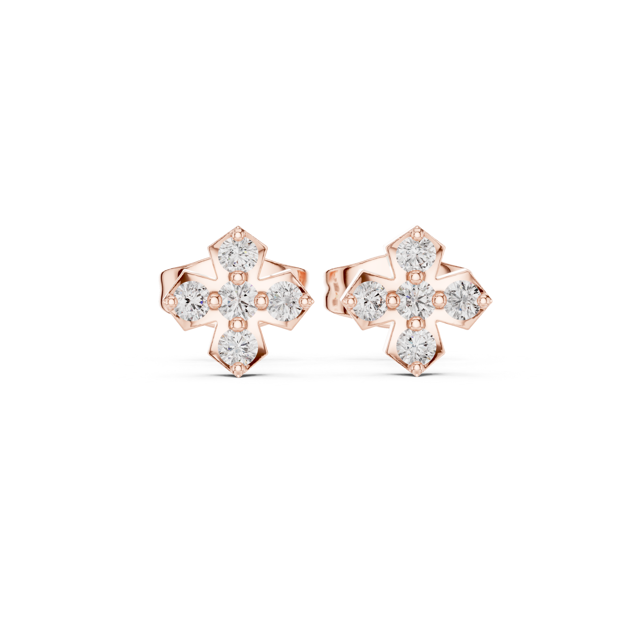 Diamond Cross Cluster Stud Earrings