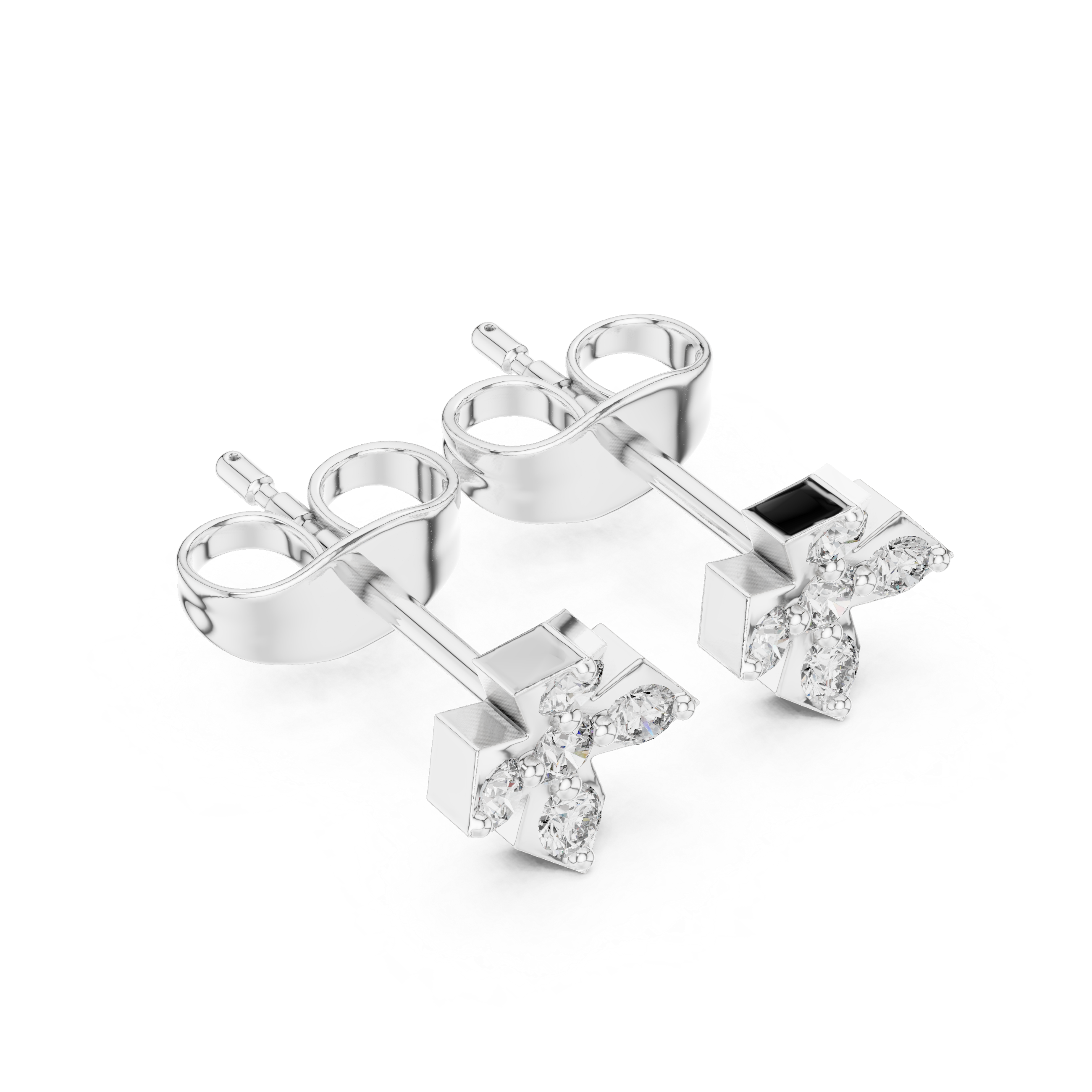 Diamond Cross Cluster Stud Earrings