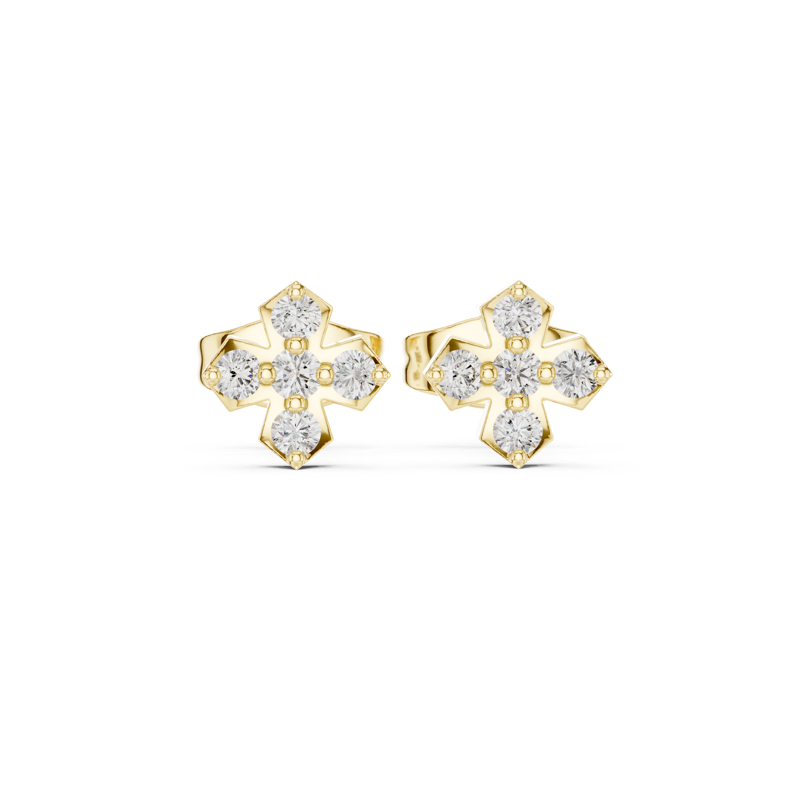 Diamond Cross Cluster Stud Earrings
