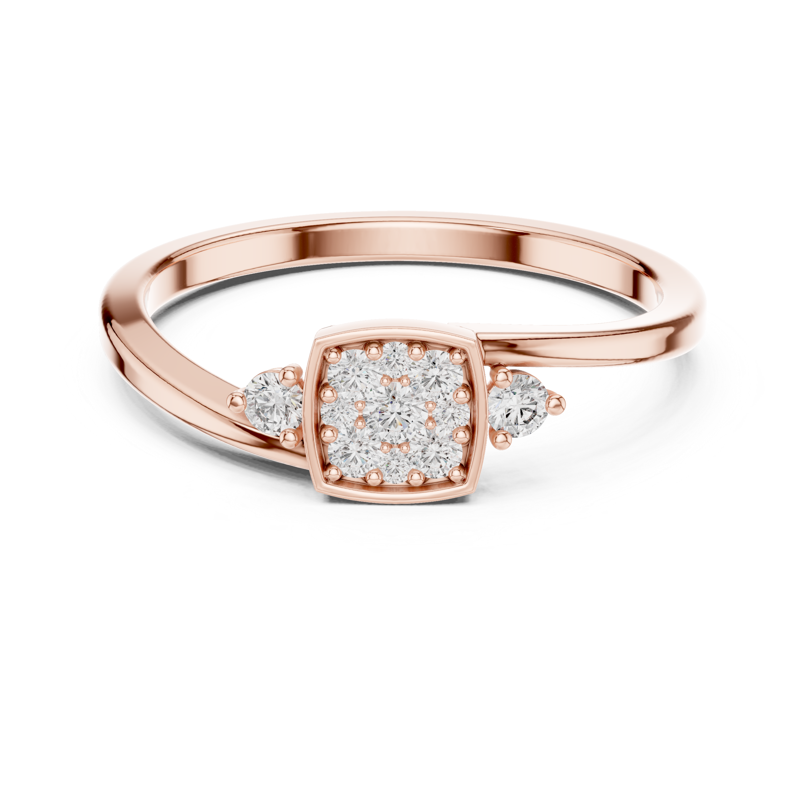 Cushion Halo Diamond Ring with Side Accent Stones