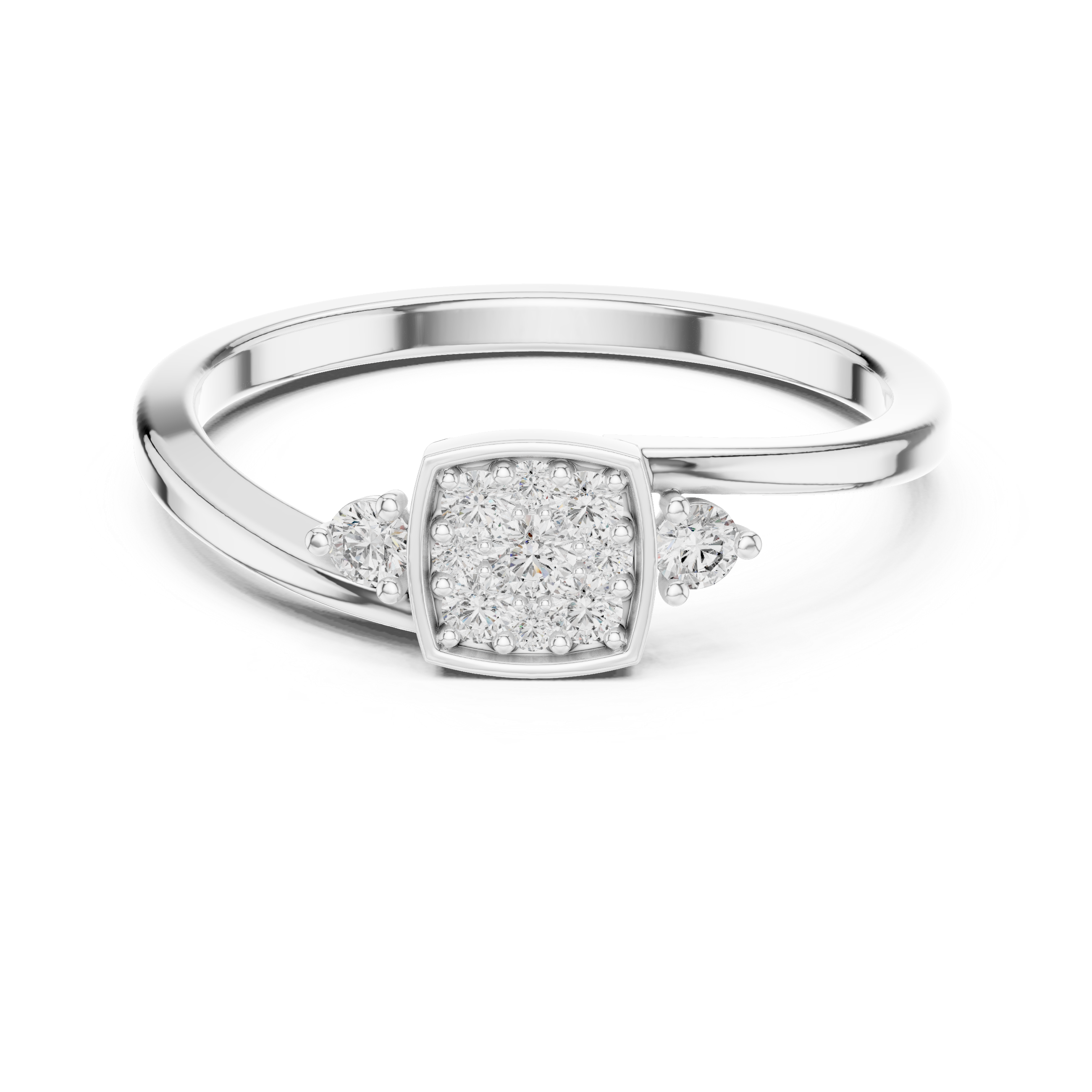 Cushion Halo Diamond Ring with Side Accent Stones