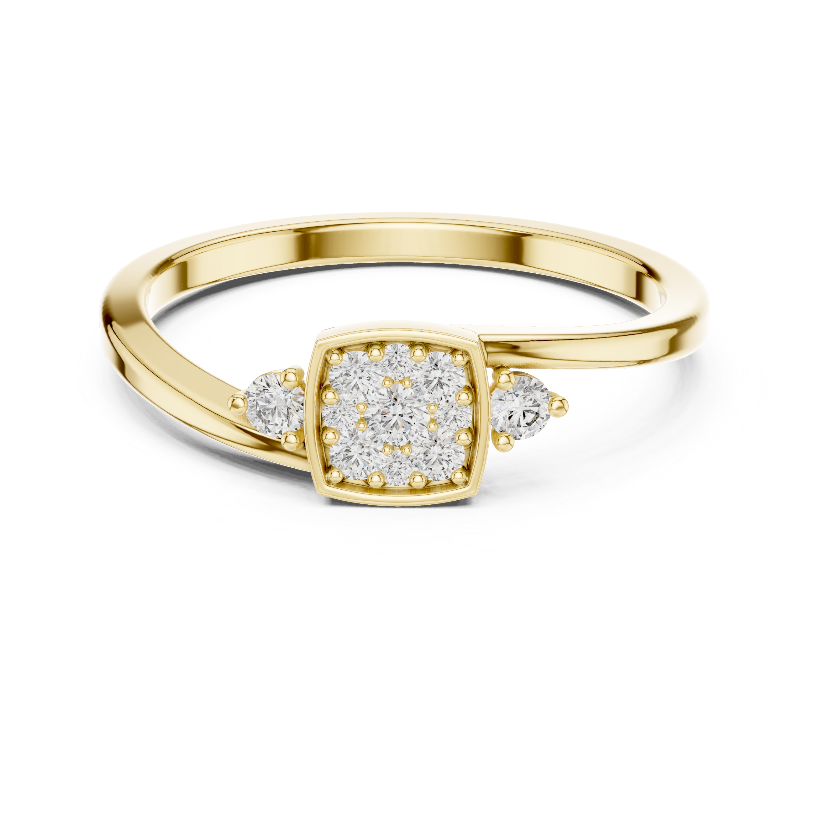 Cushion Halo Diamond Ring with Side Accent Stones