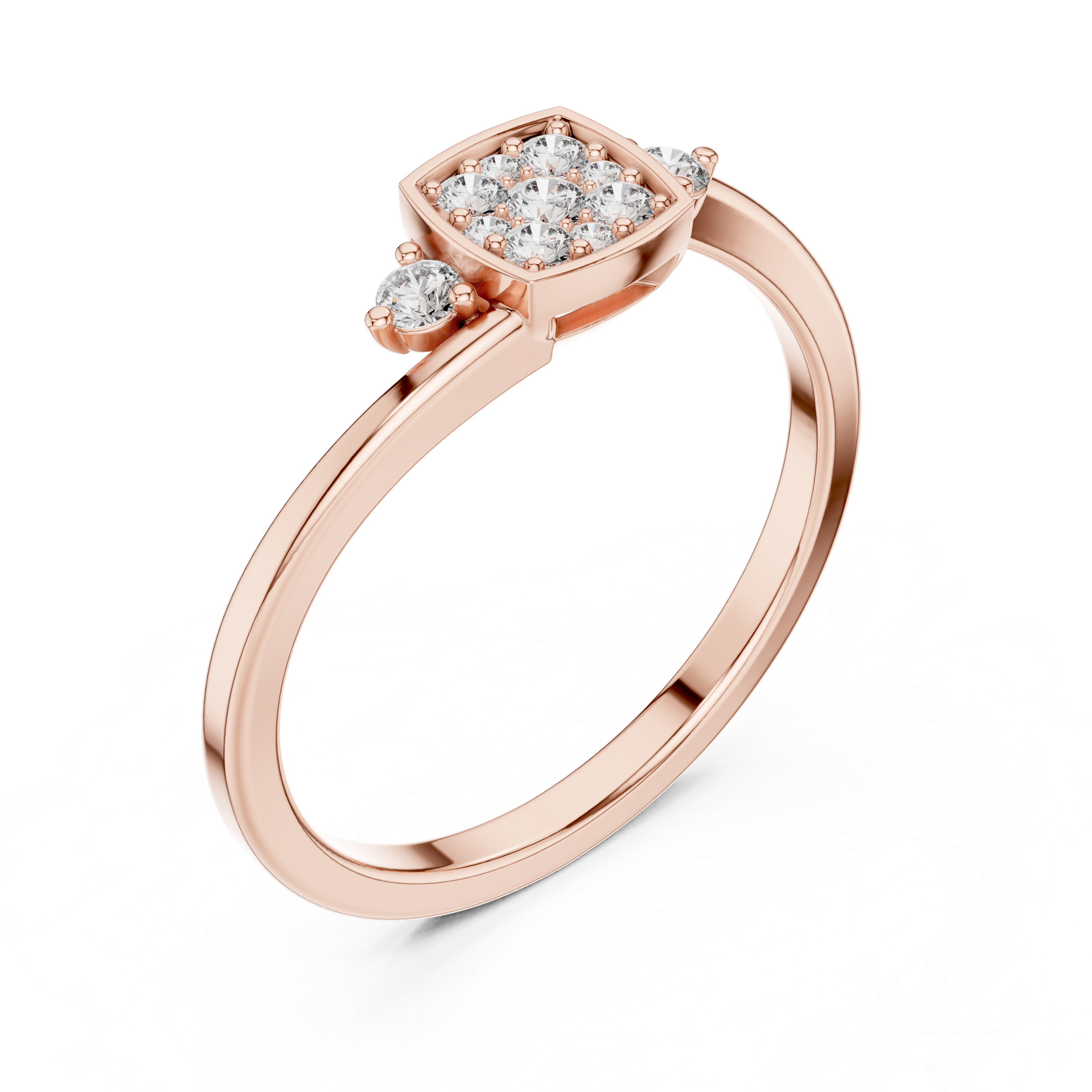 Cushion Halo Diamond Ring with Side Accent Stones