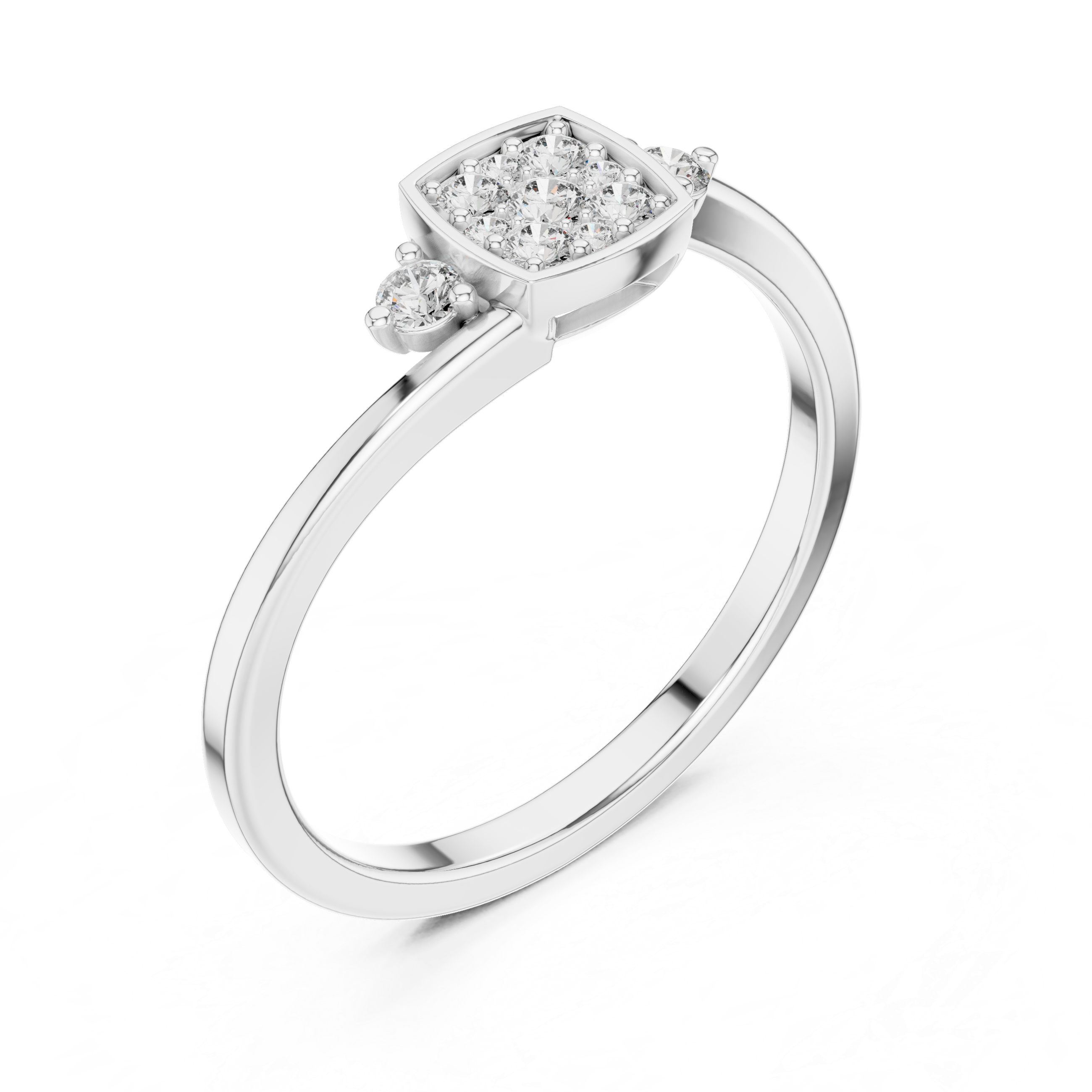 Cushion Halo Diamond Ring with Side Accent Stones