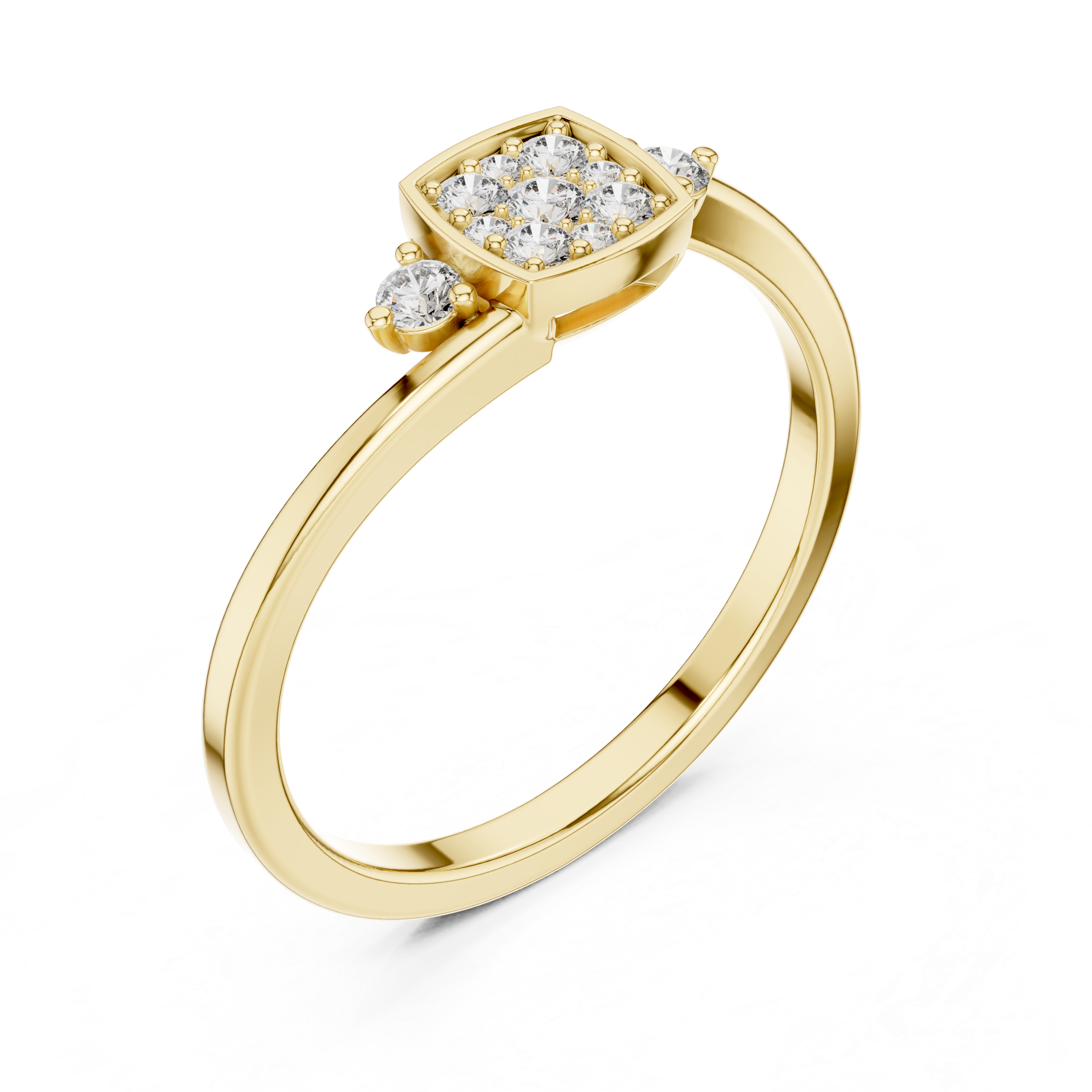 Cushion Halo Diamond Ring with Side Accent Stones