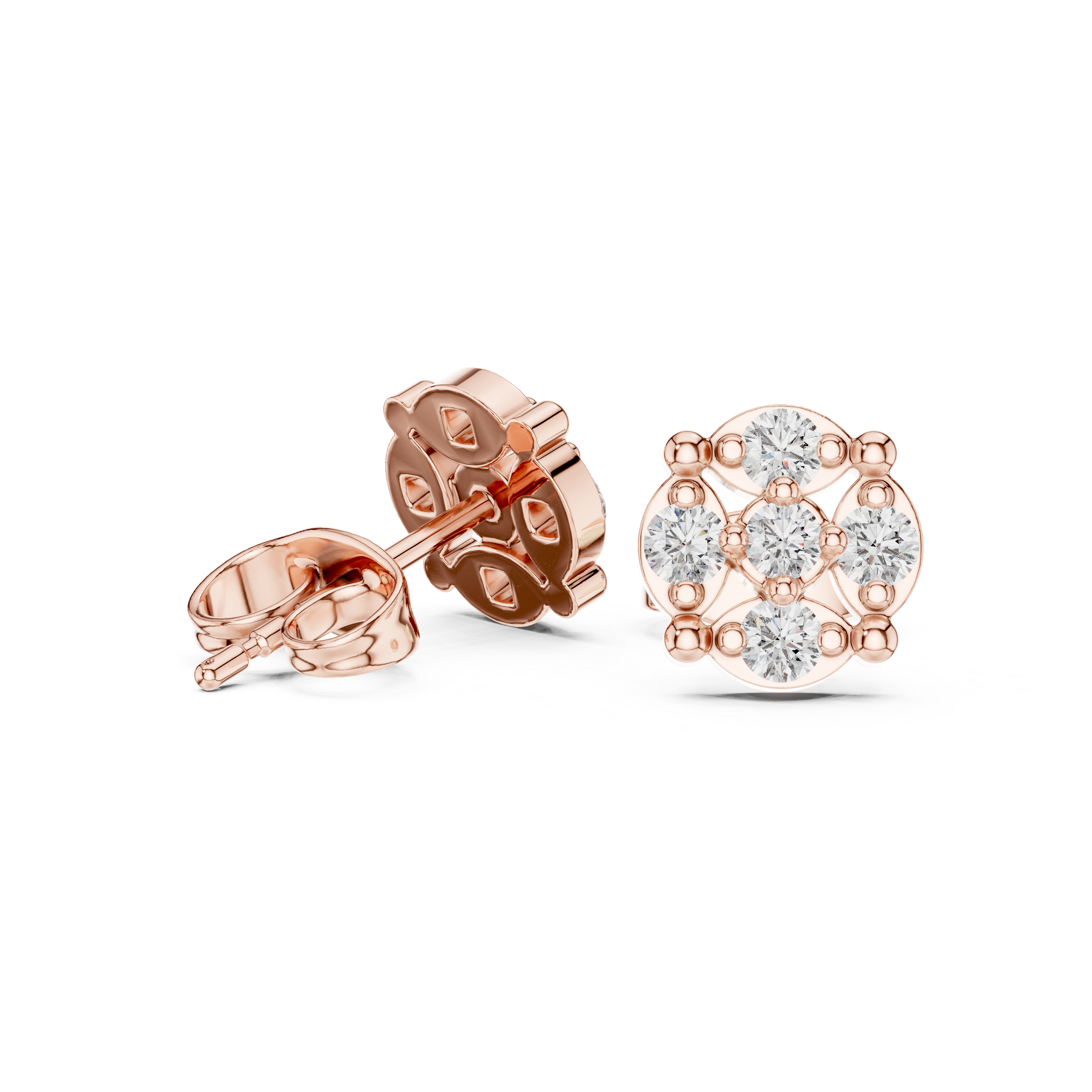 Diamond Cluster Stud Earrings