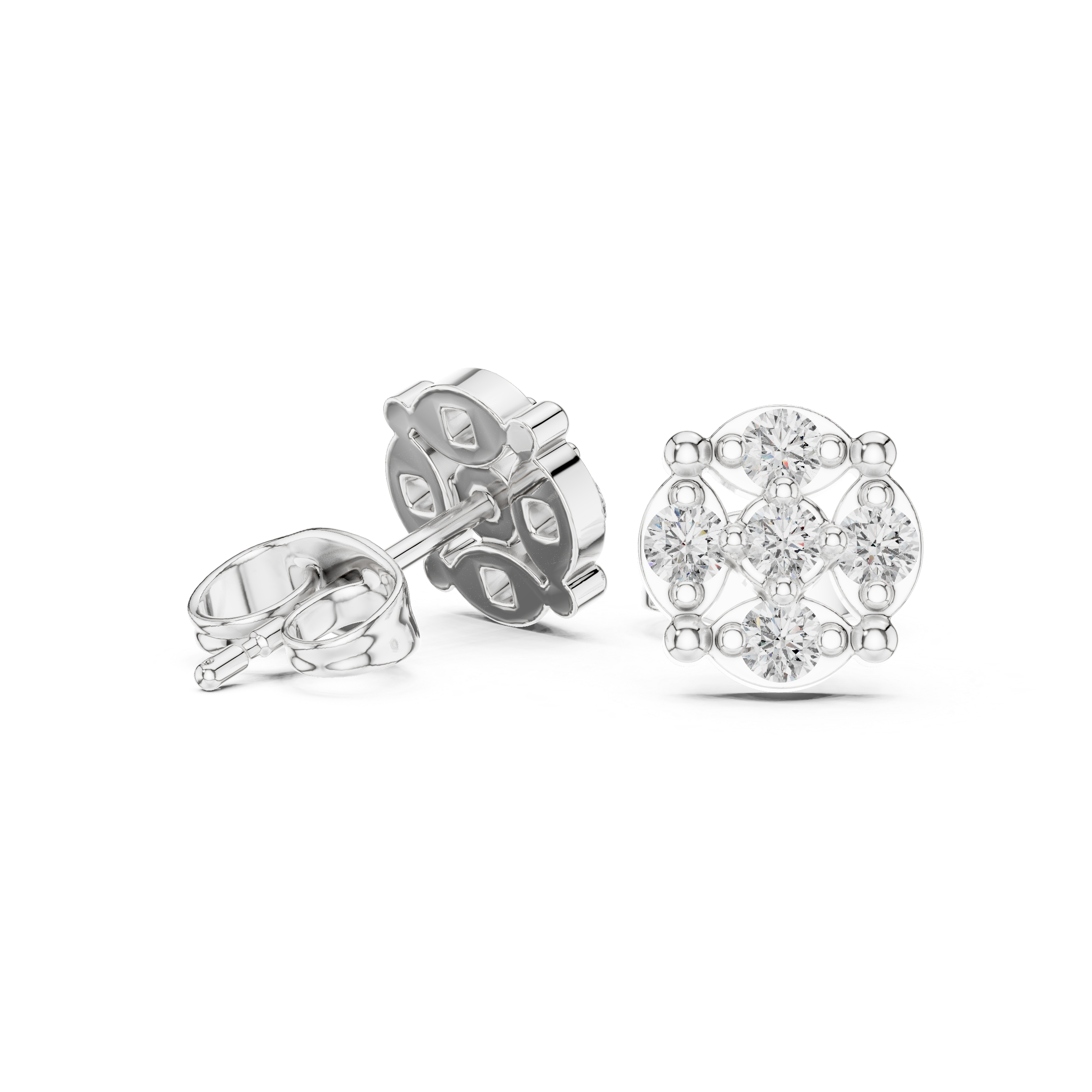 Diamond Cluster Stud Earrings