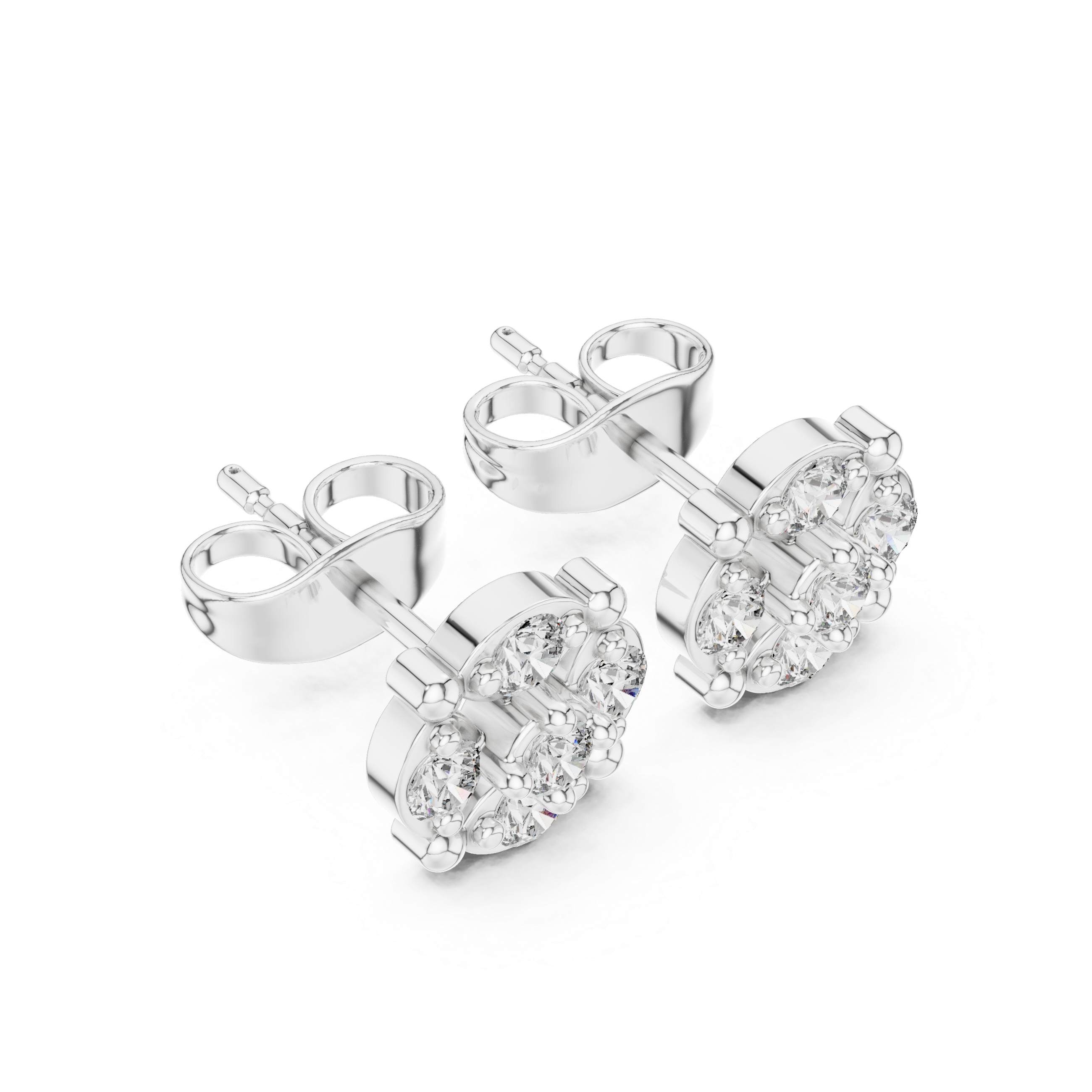 Diamond Cluster Stud Earrings