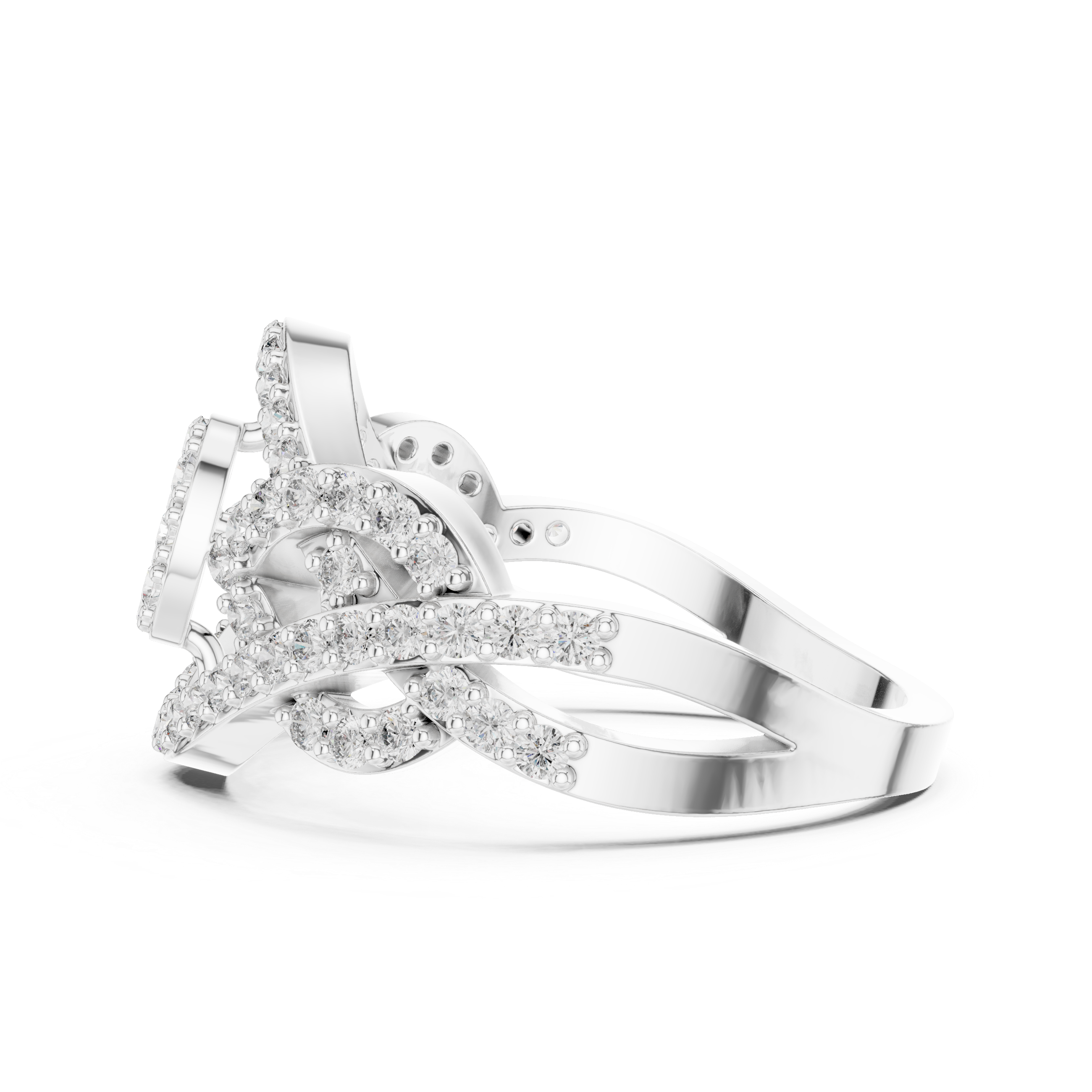 Eye Motif Diamond Statement Ring with Pavé Setting