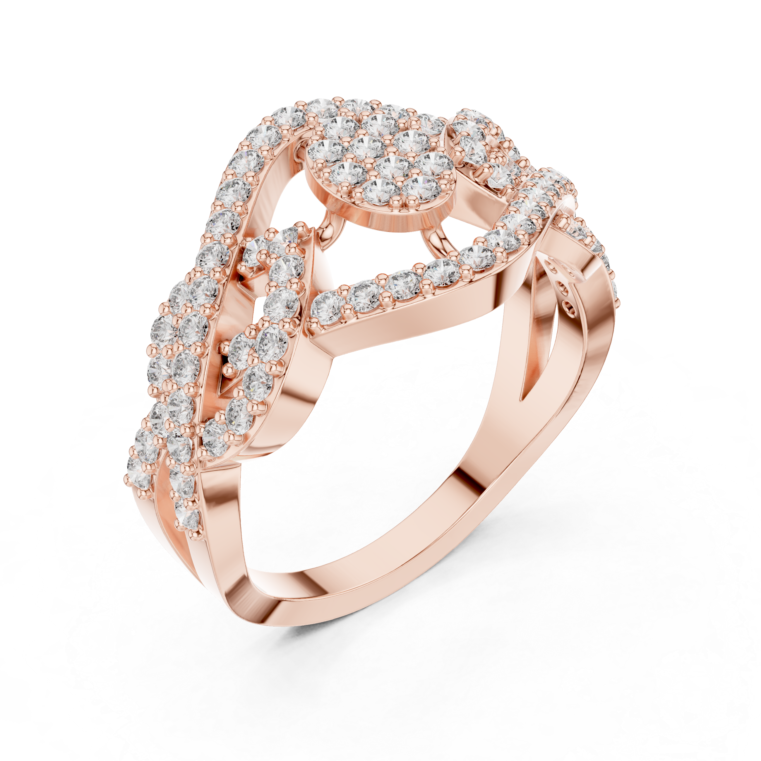 Eye Motif Diamond Statement Ring with Pavé Setting