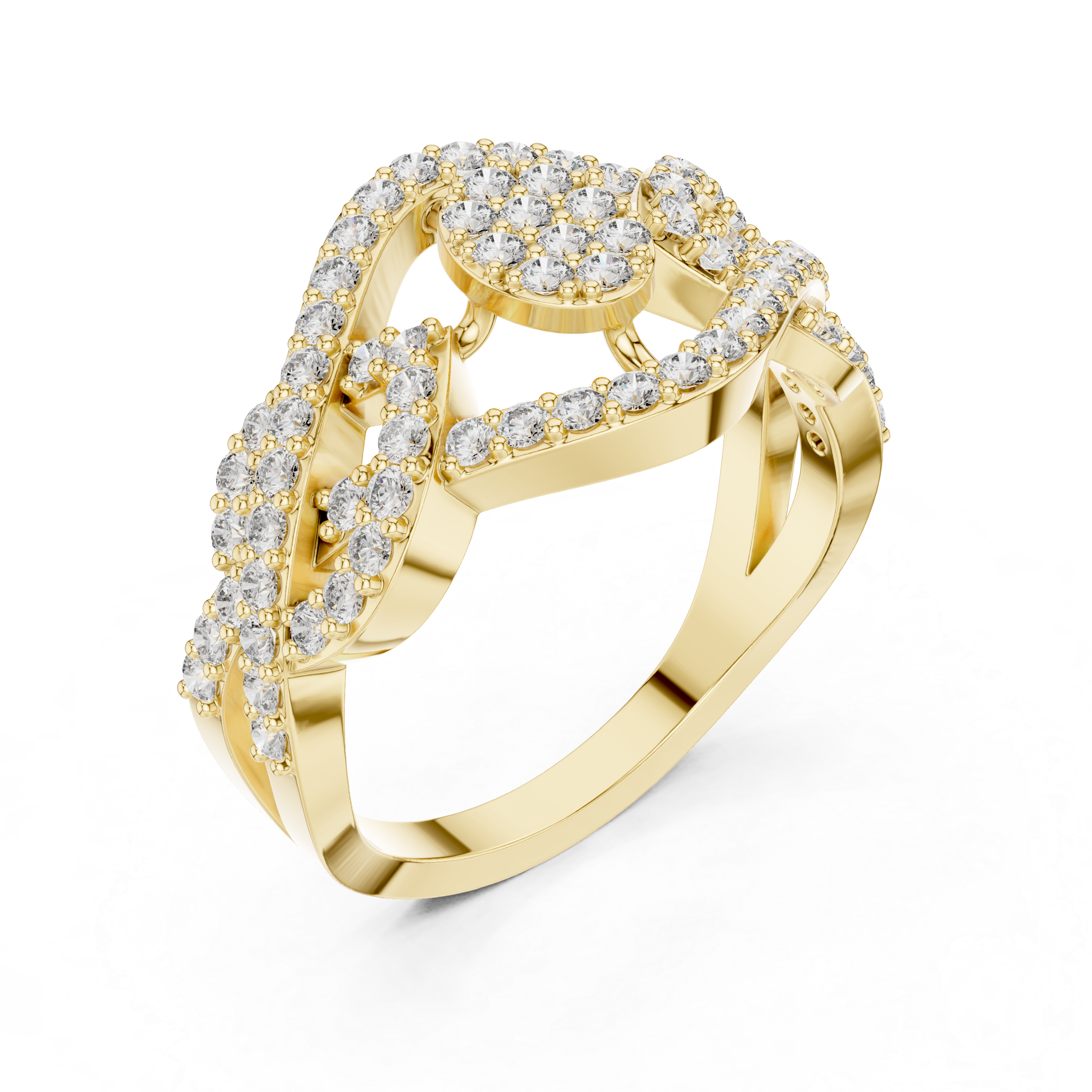 Eye Motif Diamond Statement Ring with Pavé Setting