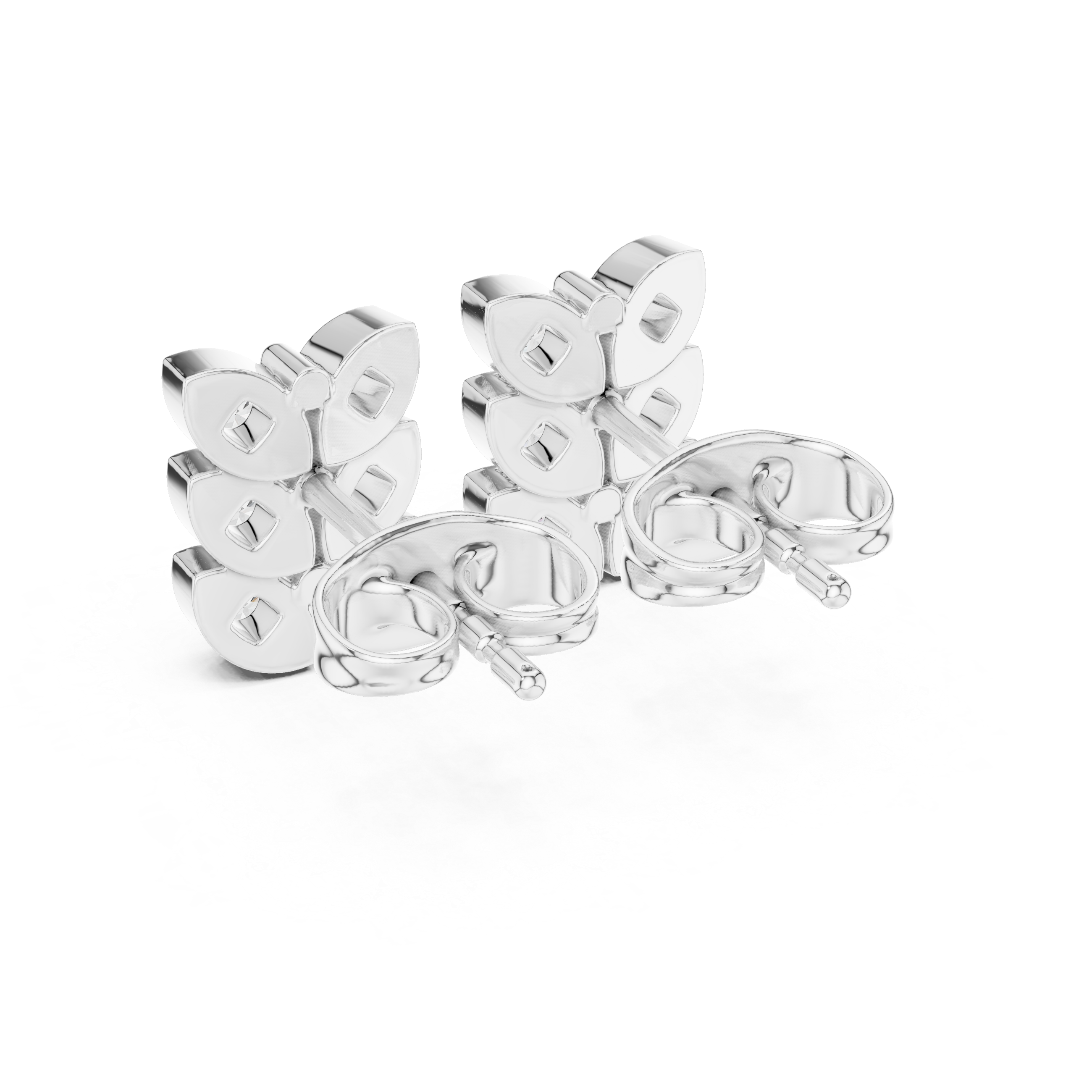 Diamond Triple Cluster Stud Earrings