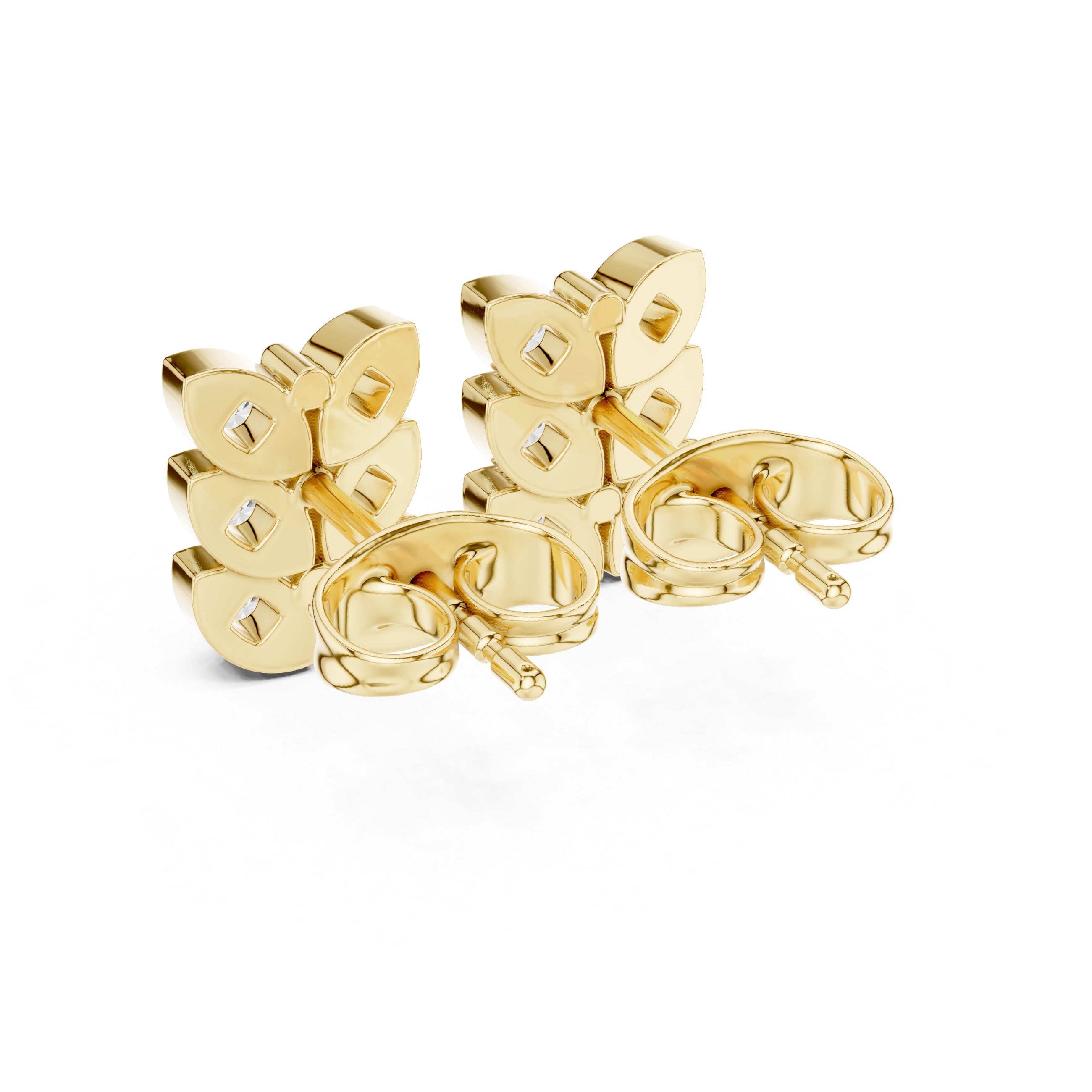Diamond Triple Cluster Stud Earrings
