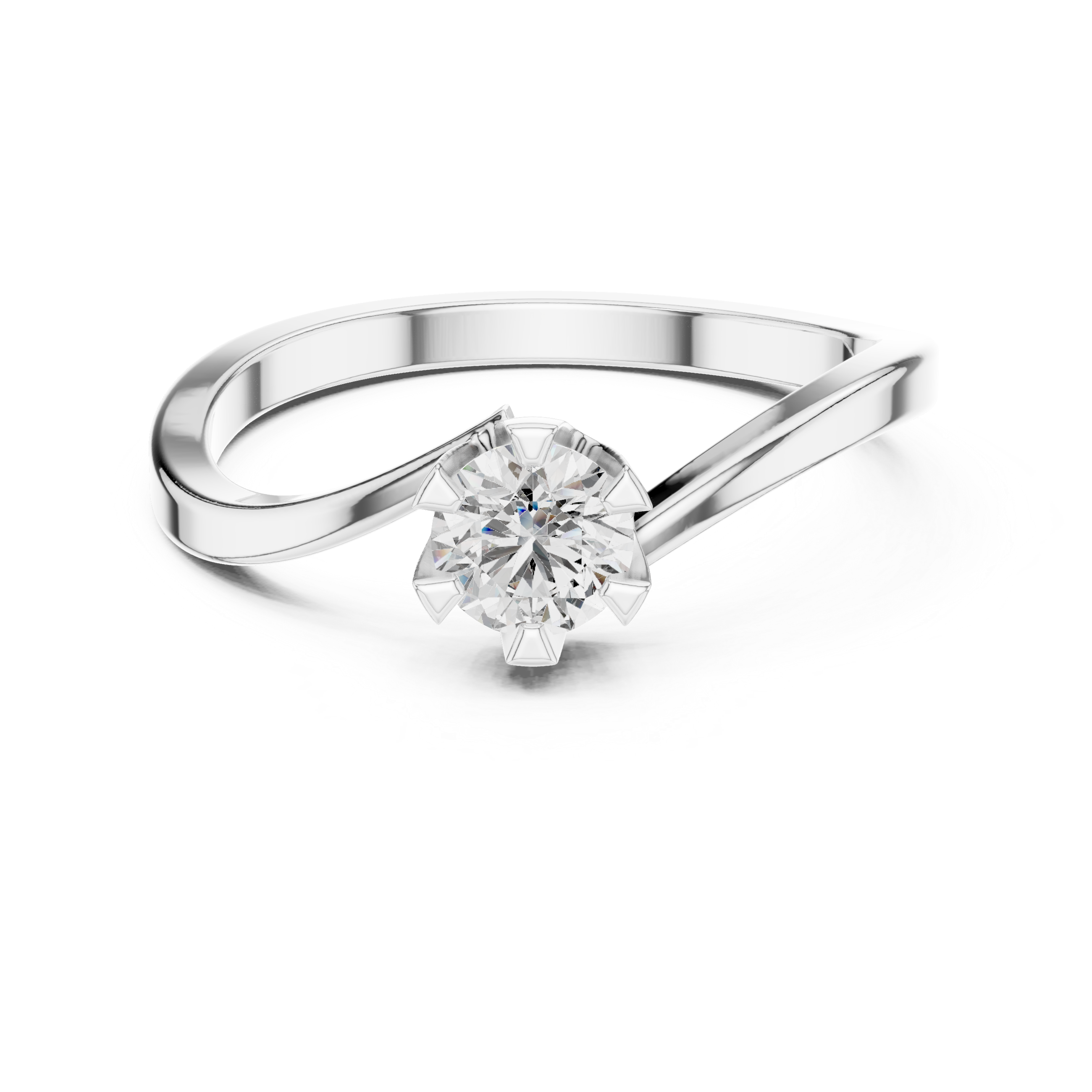 Minimalist Solitaire Twist Diamond Ring