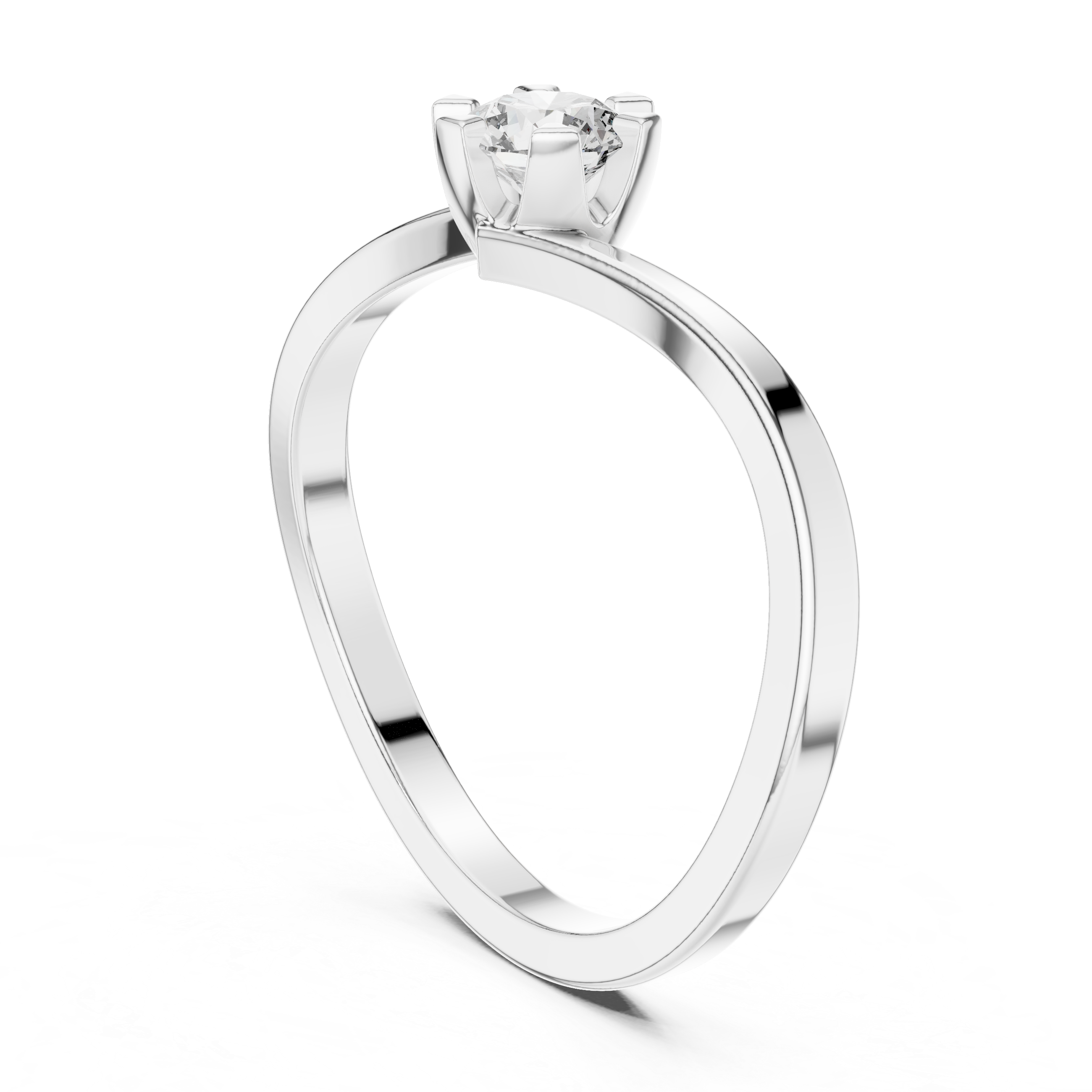 Minimalist Solitaire Twist Diamond Ring