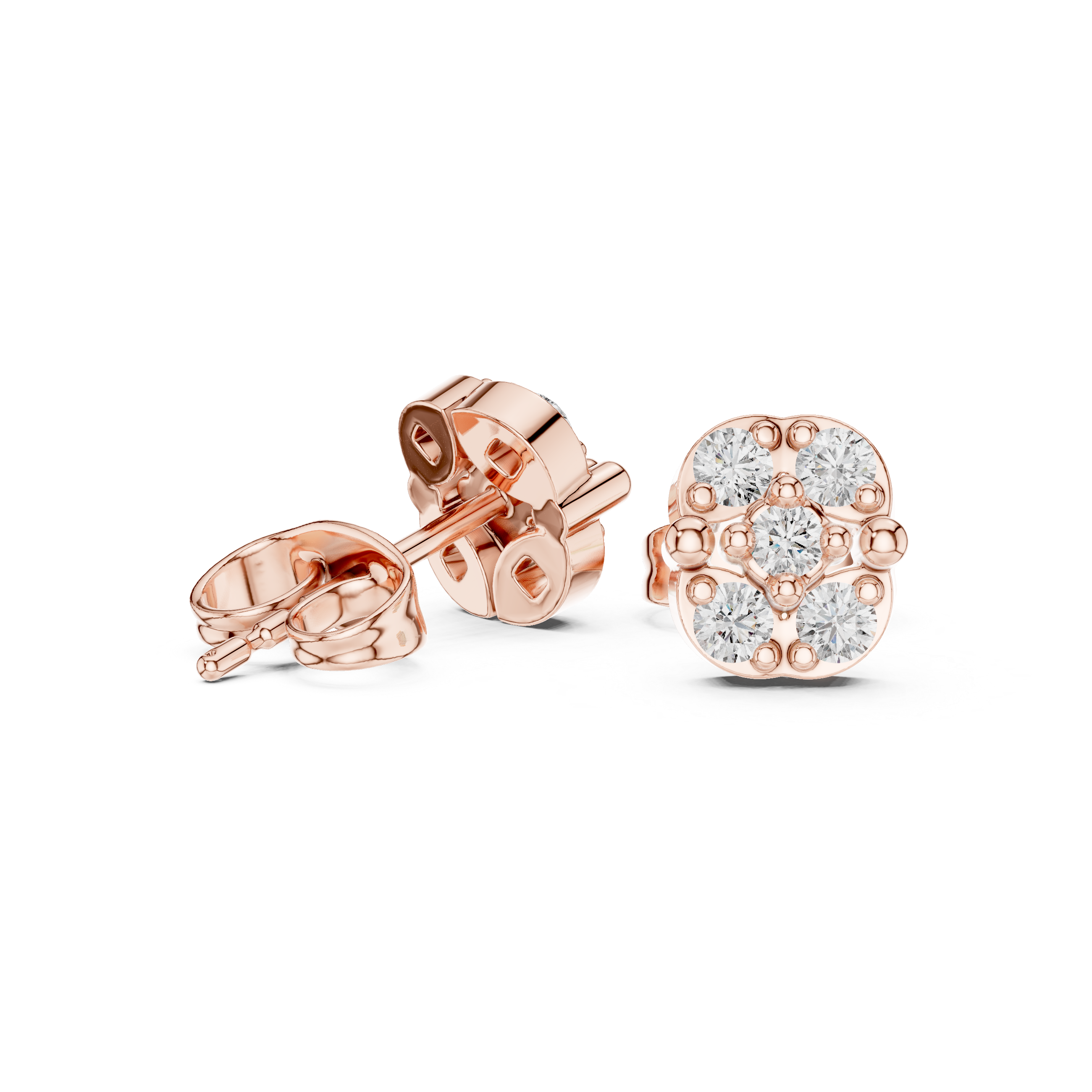 Diamond Cluster Stud Earrings