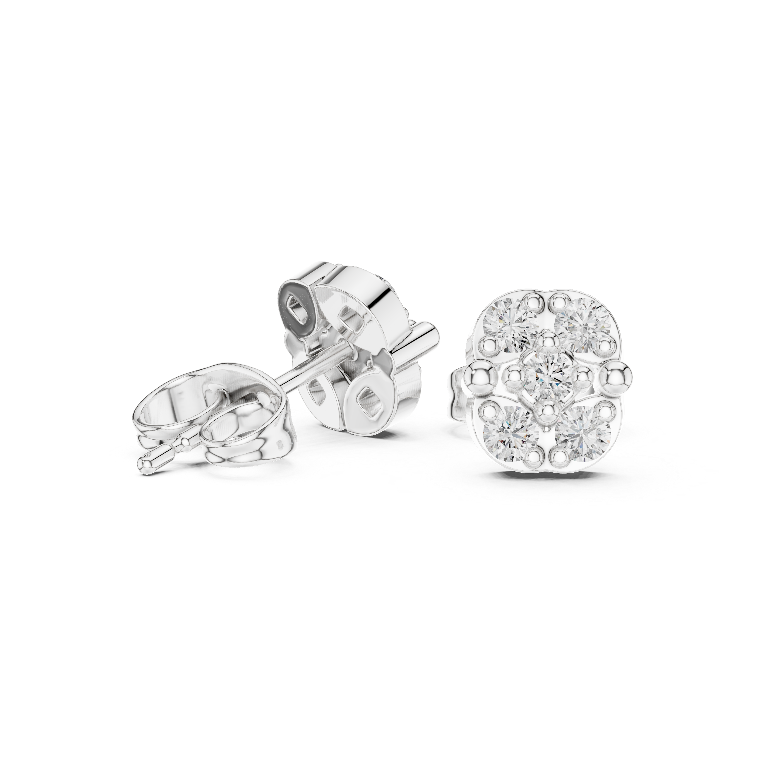 Diamond Cluster Stud Earrings