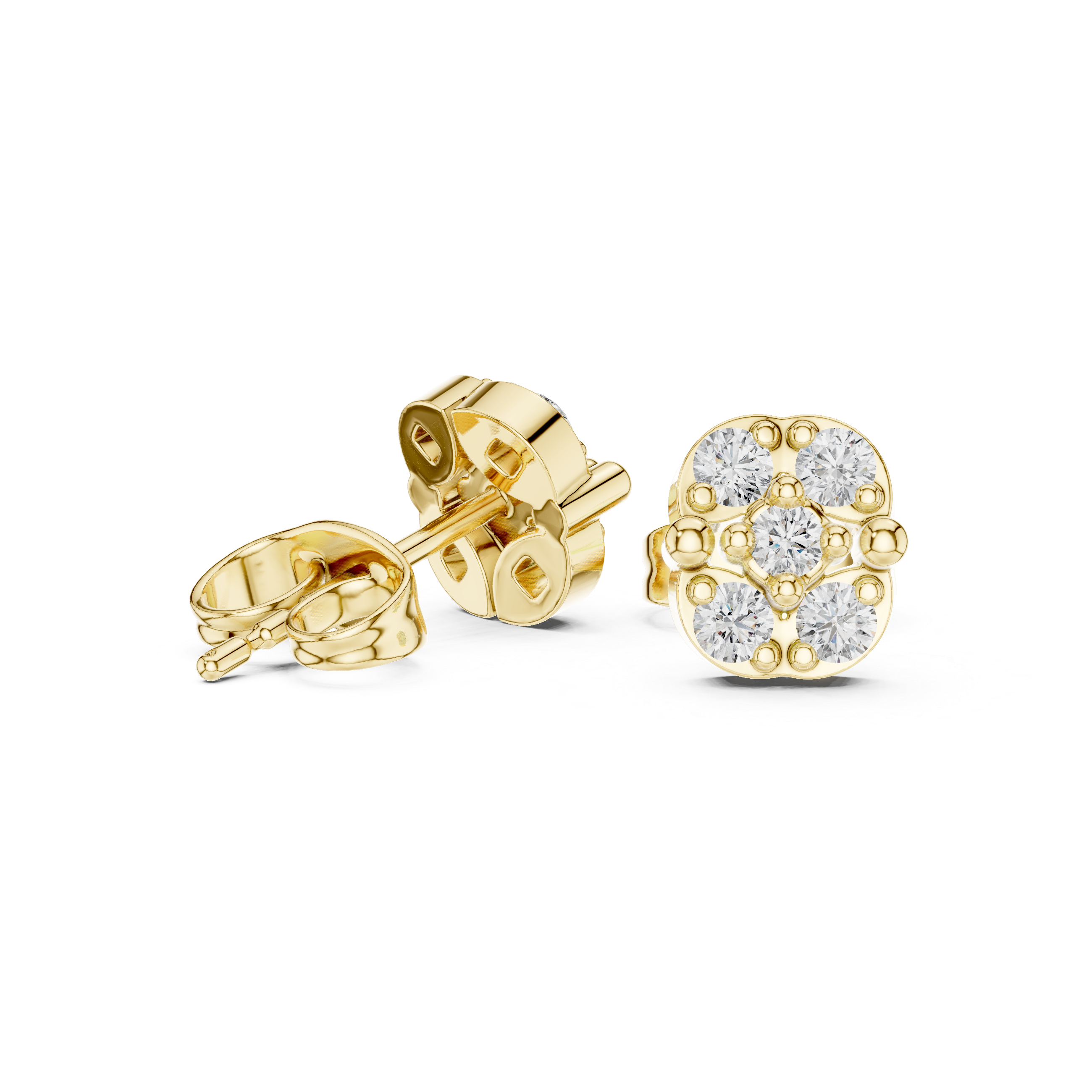 Diamond Cluster Stud Earrings