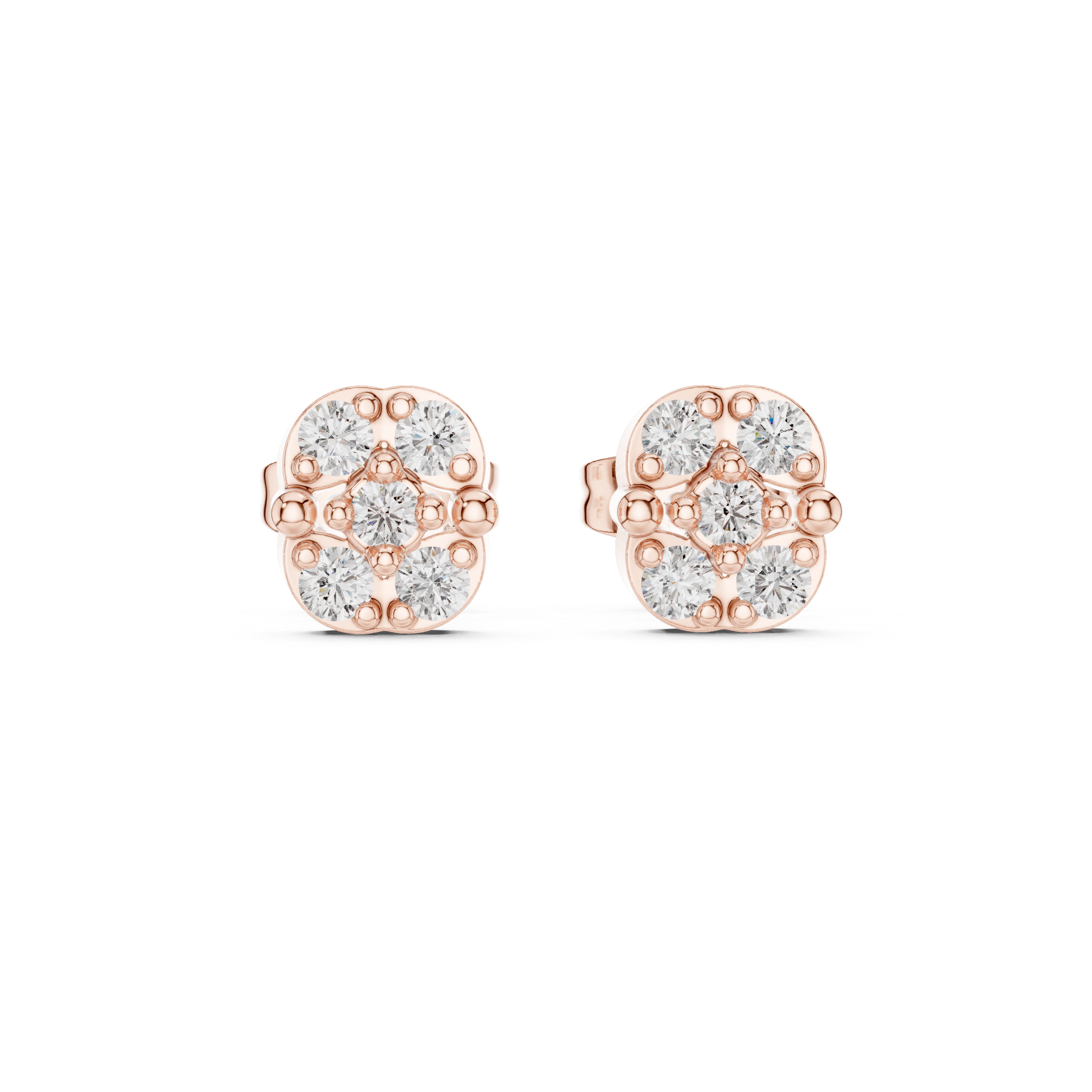 Diamond Cluster Stud Earrings